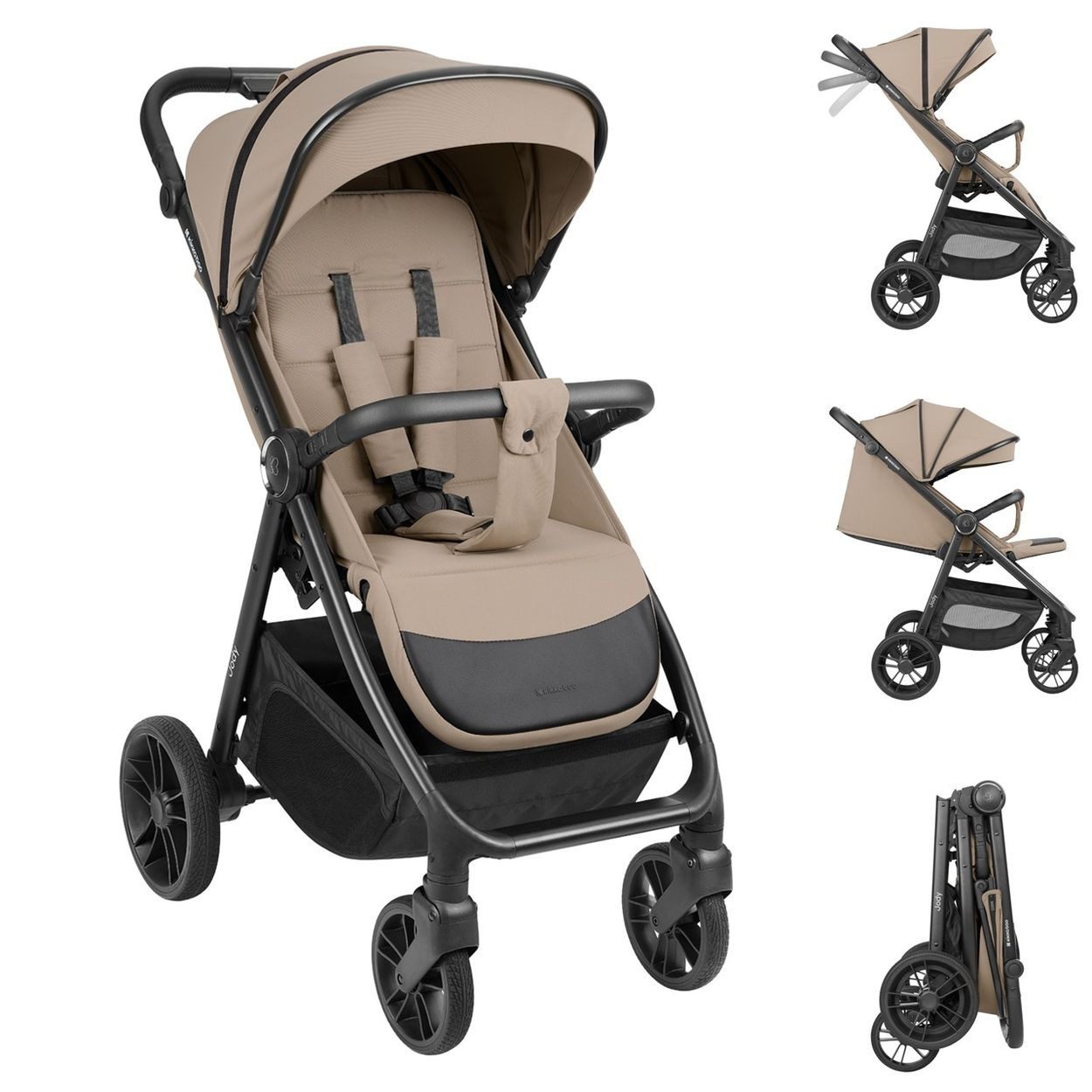 Kikkaboo Kinder-Buggy Kinderwagen, Buggy Jody, PU-Räder Federung Hinterradbremse 5-Punkt-Gurt