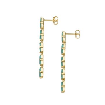 GIORGIO MARTELLO MILANO Paar Ohrhänger mit grünen Kristallsteinen, vergoldet, Silber 925