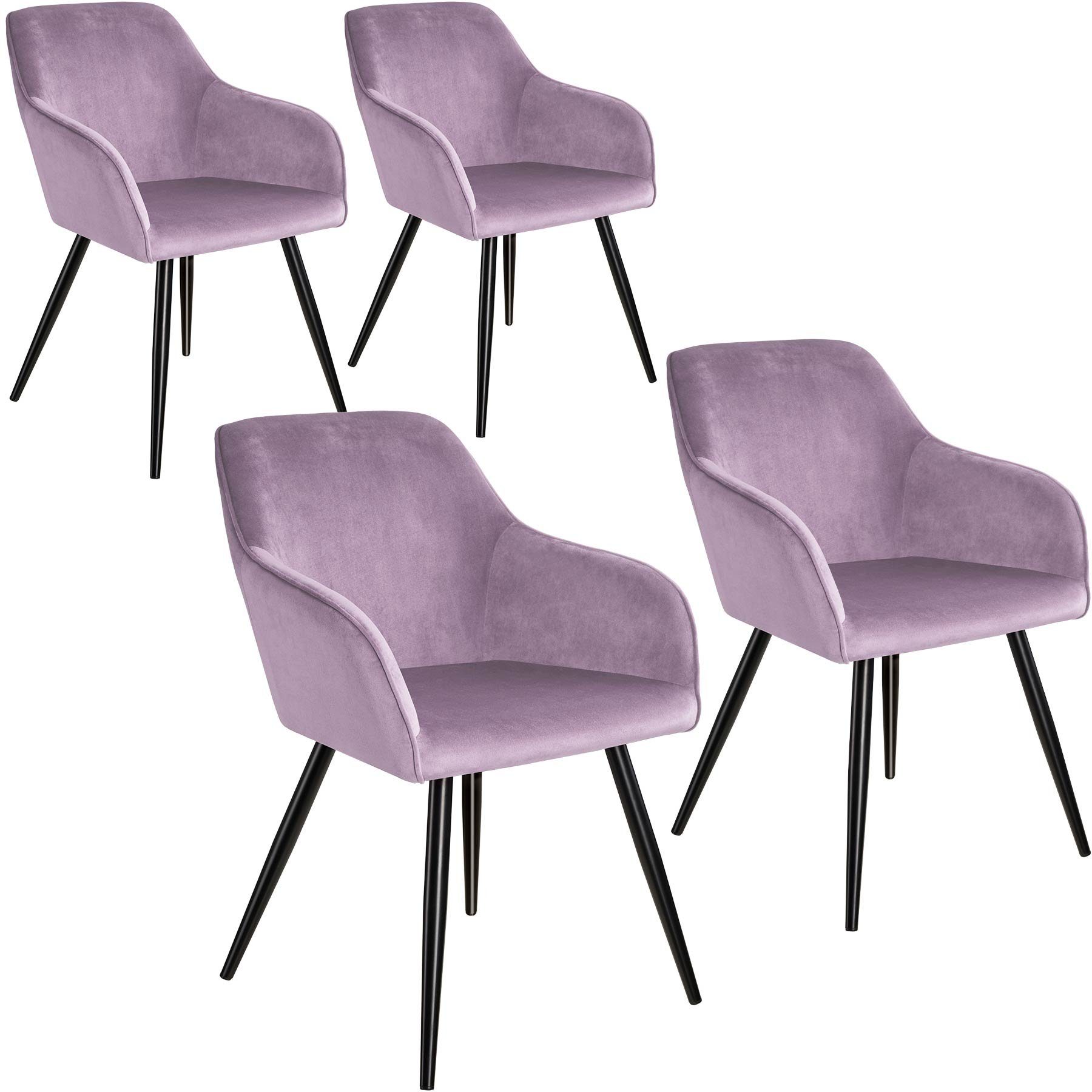 tectake Esszimmerstuhl »4er Set Stuhl Marilyn Samtoptik, schwarze« (4  Stück), gepolstert online kaufen | OTTO