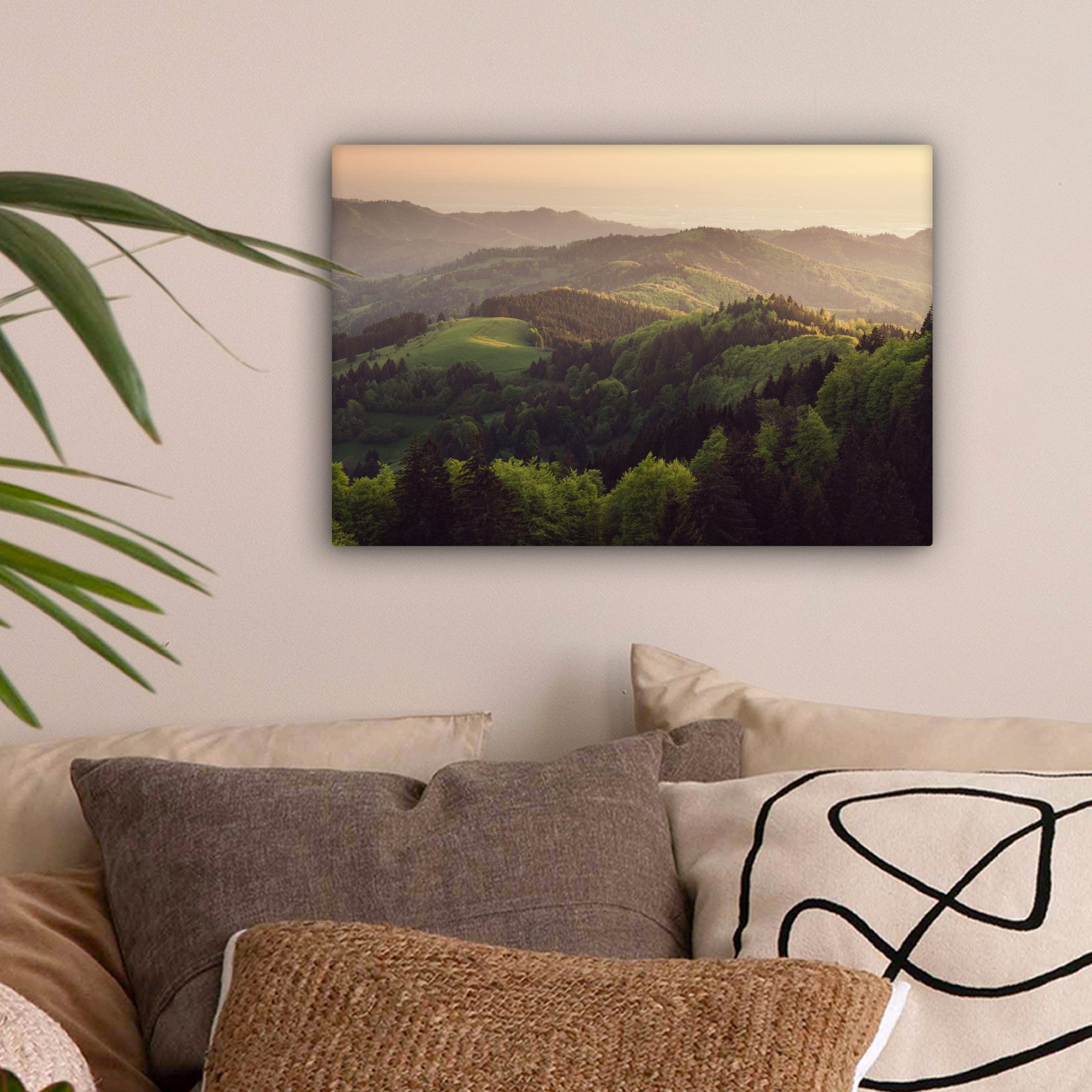 OneMillionCanvasses® Leinwandbild Sonnenuntergang im deutschen Schwarzwald günstig online kaufen