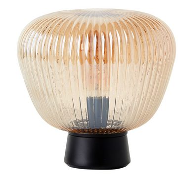 Lightbox Tischleuchte, ohne Leuchtmittel, Tischlampe, Riffelglas, 25 x 25 cm, E27, Amber-Bernsteinfarben