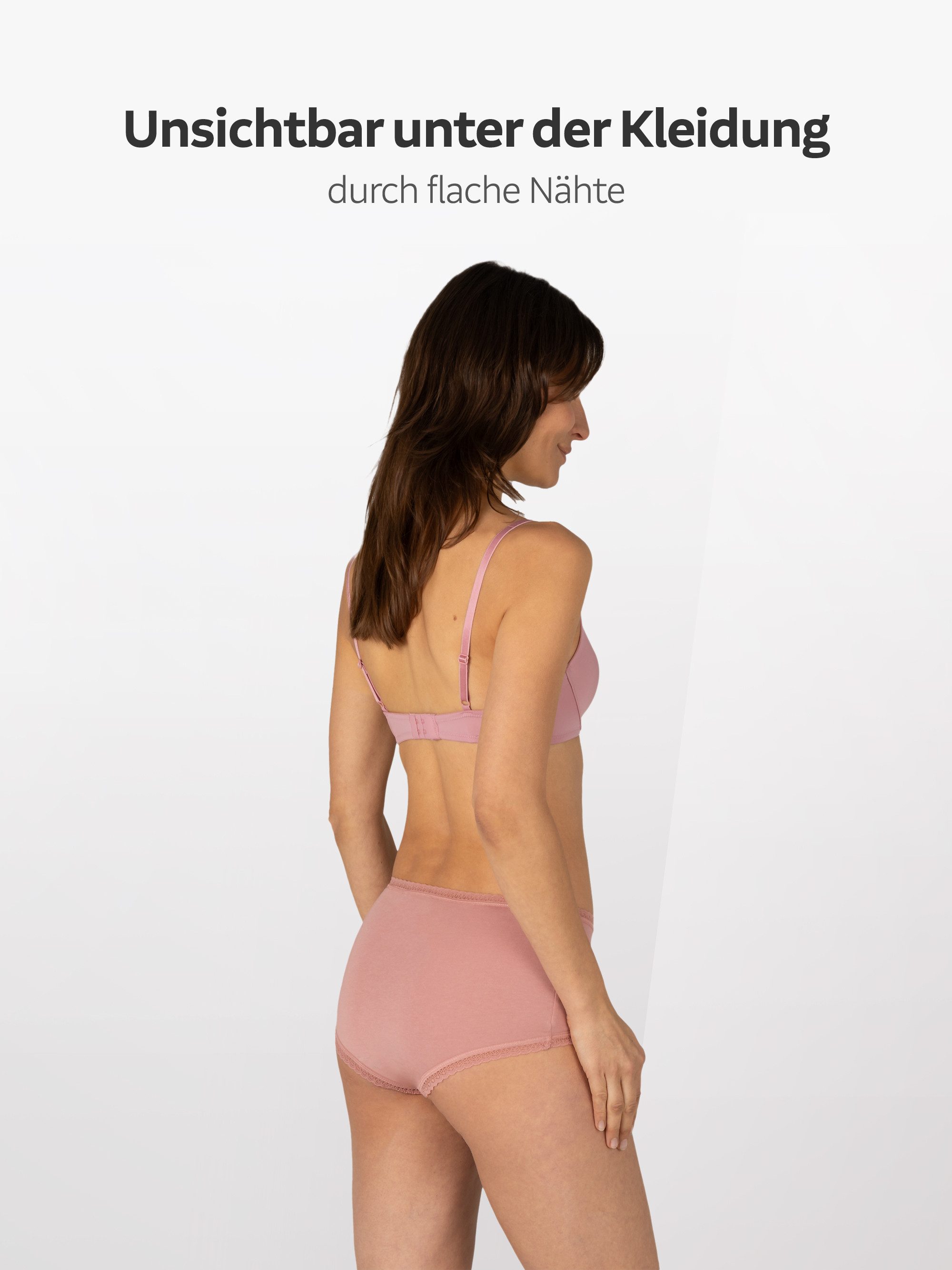 Elsie Taillenslip mit Spitze Unterhosen Damen Hüftslip aus Baumwolle mit Stretch (Packung, 5-St., 5er-Pack) unsichtbar unter deiner Kleidung - Hohe Taille Slip Damen