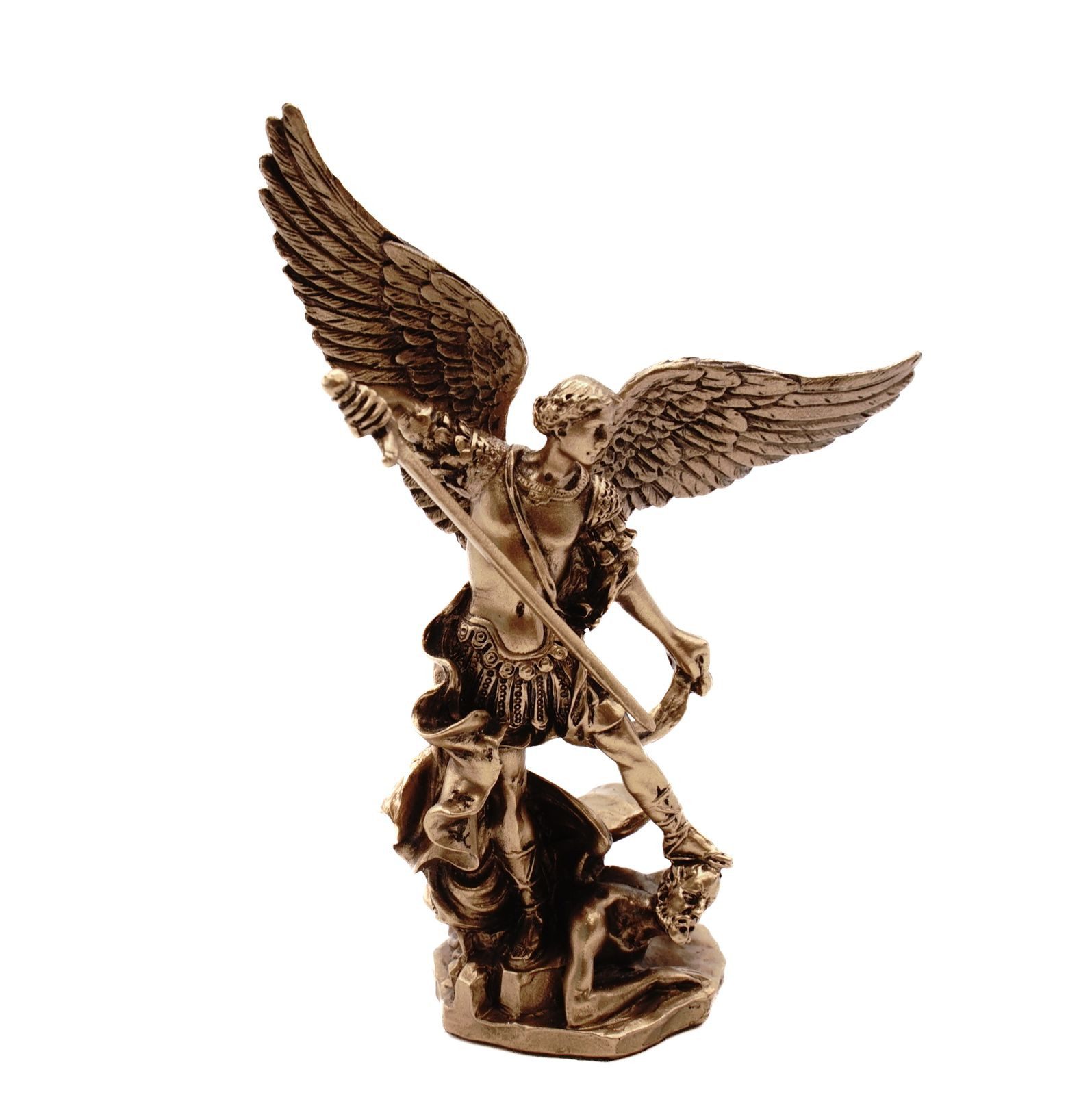 Vogler Dekofigur Erzengel Michael Miniatur Handbemalt Bronzefarbe Figur Veronese 10 cm