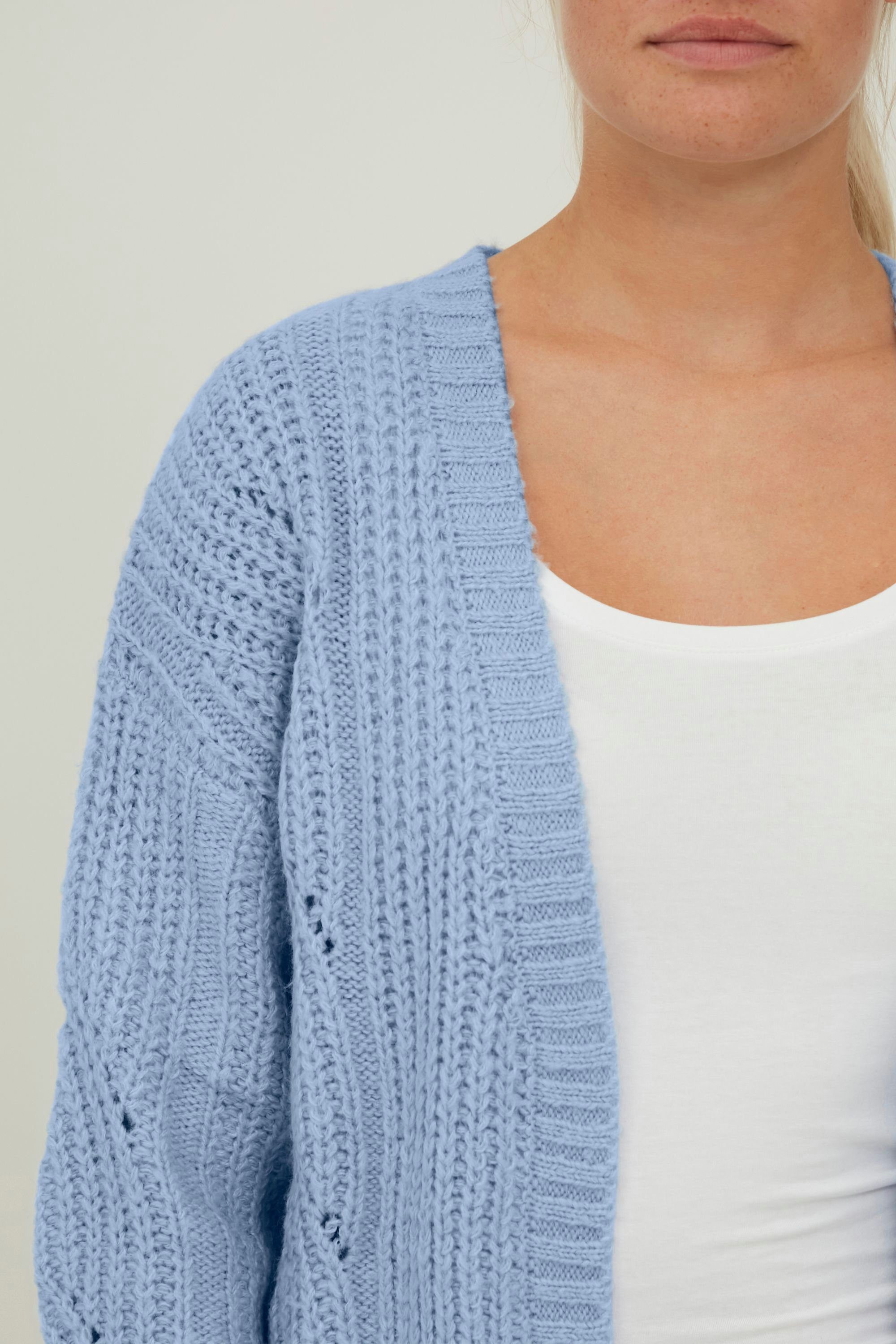 Sky in Strickjacke OXClea Cardigan OXMO Ajour-Strickmuster (163922) Blue