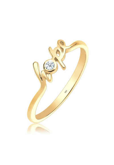 Elli DIAMONDS Verlobungsring Hope-Schriftzug Diamant 0.03 ct. 585 Gelbgold