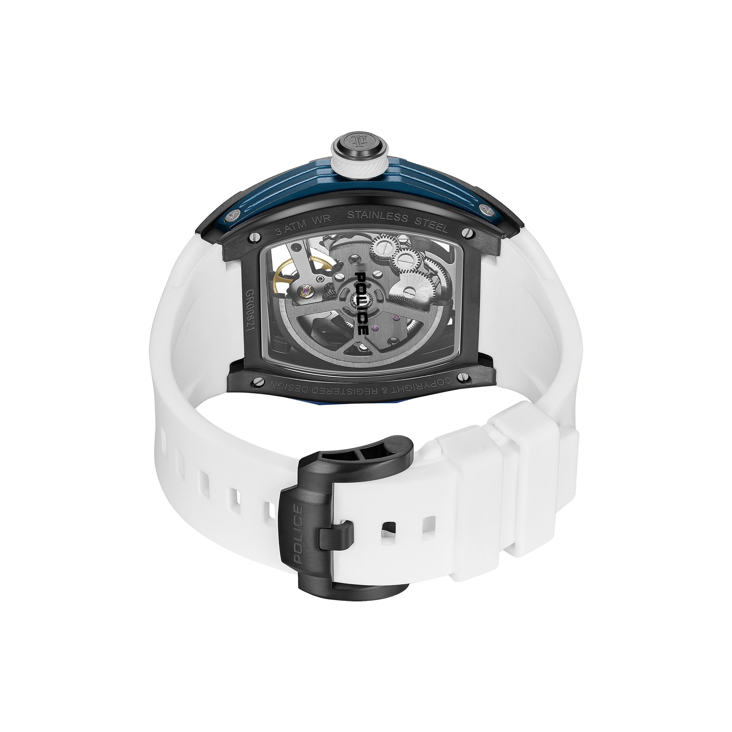 Police Automatikuhr Tampa PEWGR0082103, Armbanduhr, Herrenuhr, Mechanische Uhr, Silikonarmband, analog