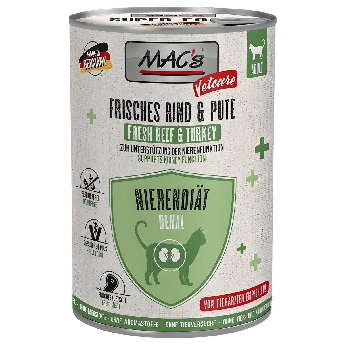 MAC'S Vetcare Nierendiät Rind & Pute 400 g - 6 Stück, für: Katze