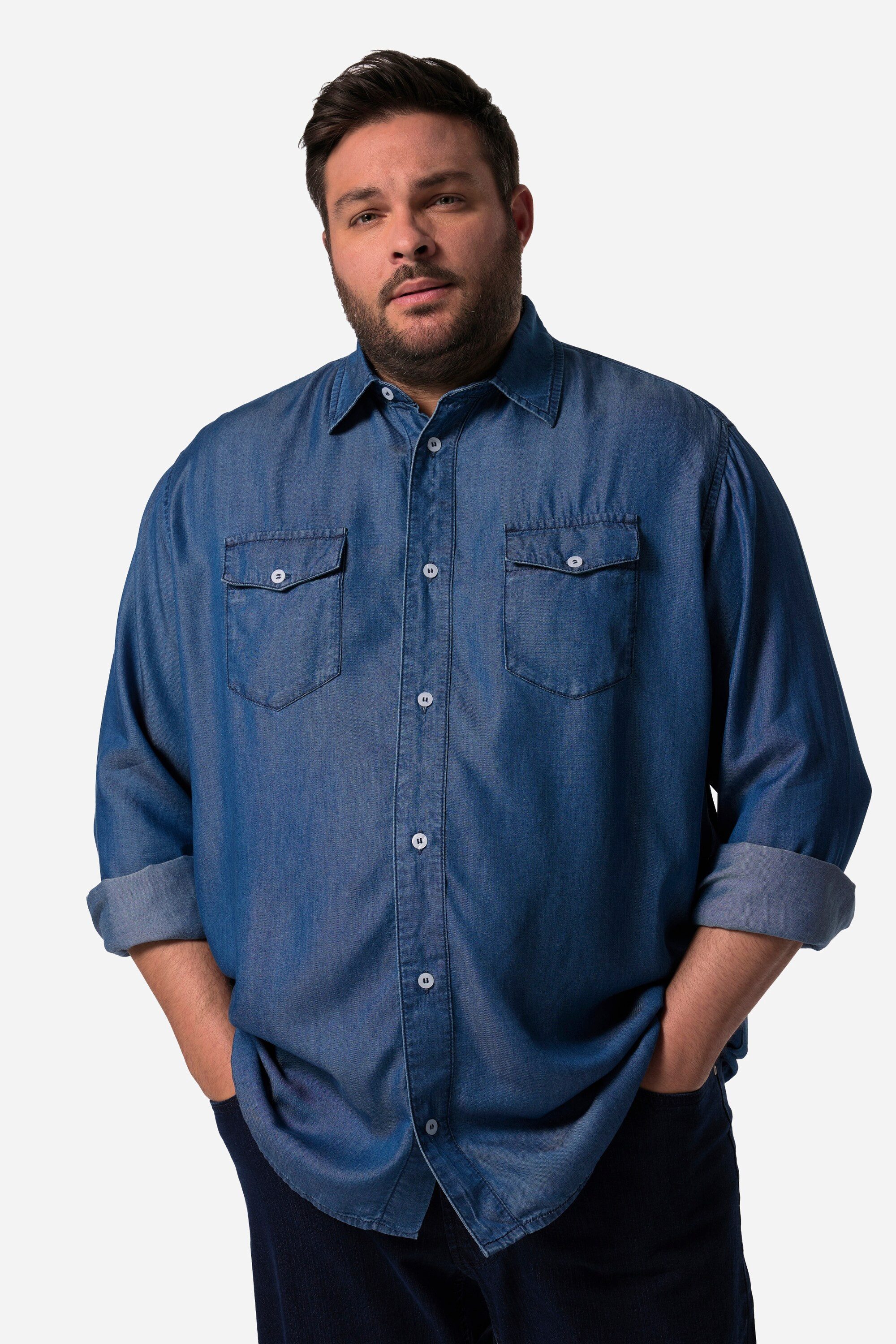 Men Plus Kurzarmhemd Men+ Jeansoptik-Hemd Langarm günstig online kaufen
