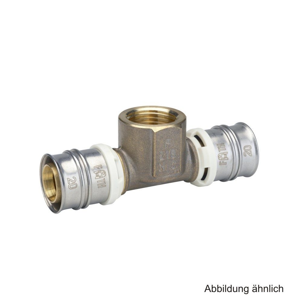 Fränkische Rohrwerke Wasserrohr Alpex T-Stück mit Innengewinde Messing, 20 mm x Rp 1/2" x 20 mm