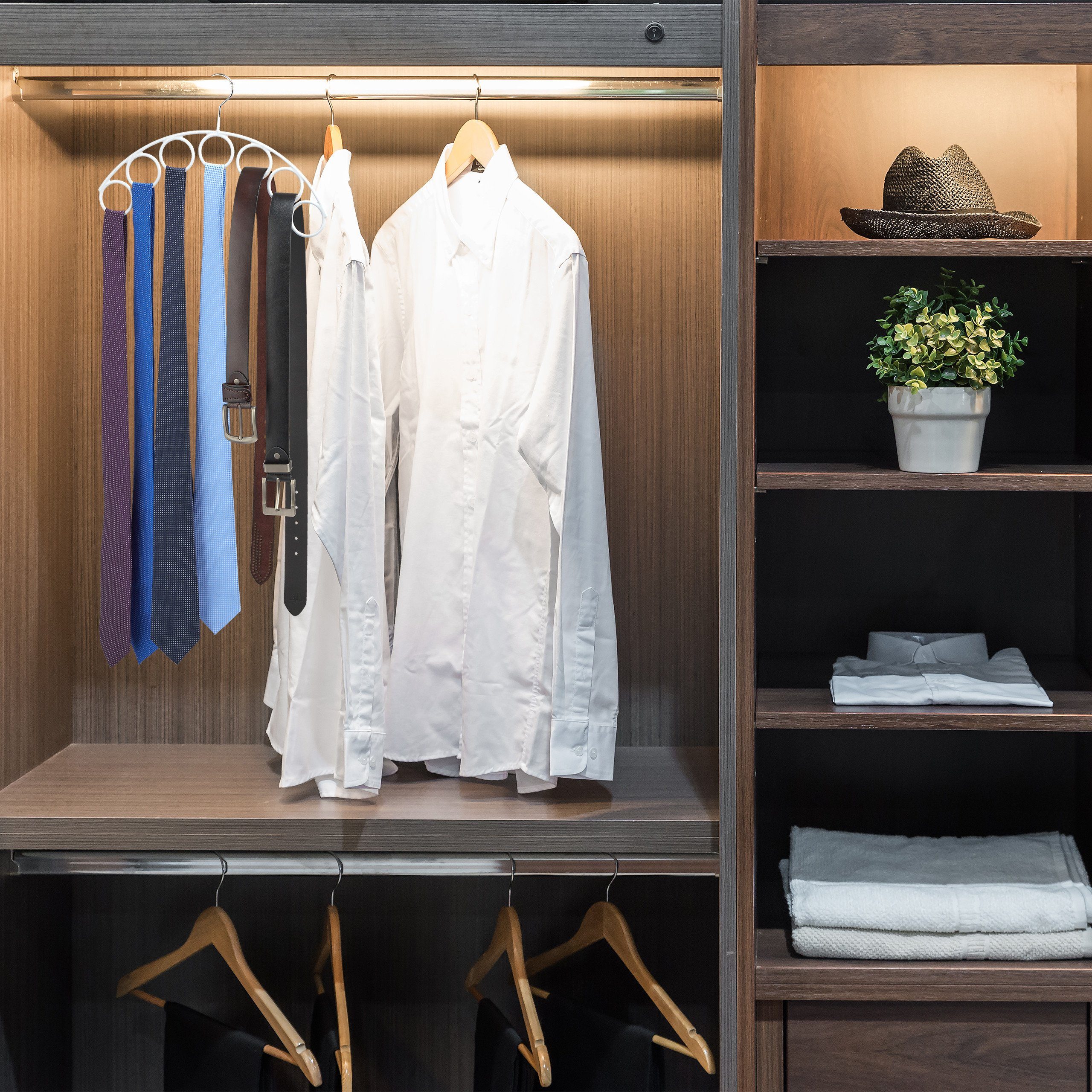 relaxdays Kleiderbügel 3 x Schalhalter mit 7 Ringen