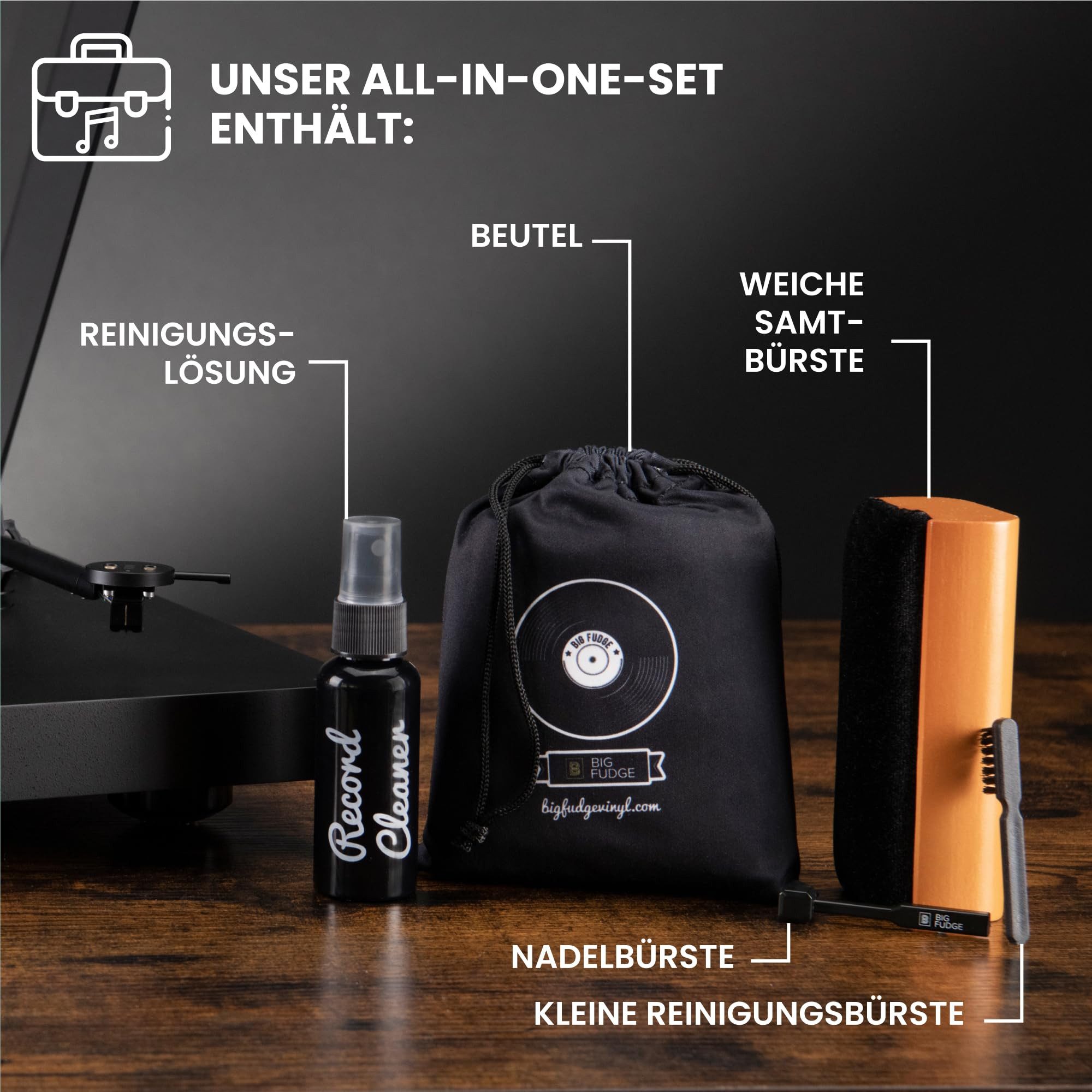 Big Fudge Reinigungs-CD Big Fudge 6-in-1 Schallplatten Reinigungsset für Vinyl