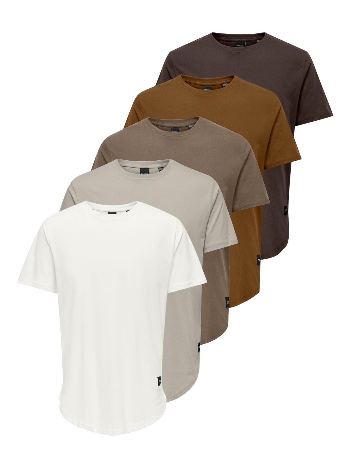 ONLY & SONS T-Shirt ONSMATT LONGY SS TEE 5-PACK (Packung, 5-tlg) Baumwolle, relaxed fit