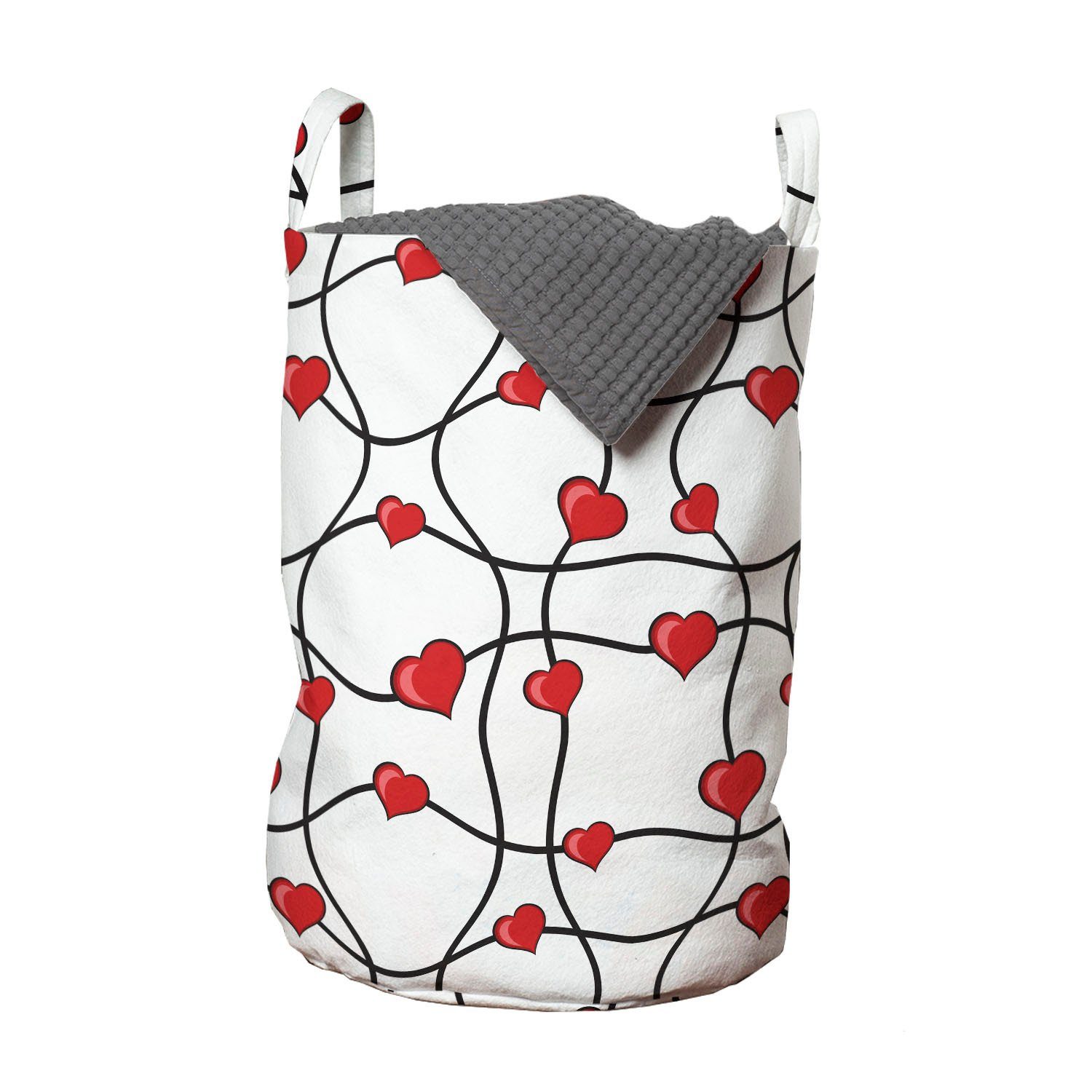 Abakuhaus Wäschesäckchen Wäschekorb mit Griffen Kordelzugverschluss für Waschsalons, Valentines geometrische Herzen