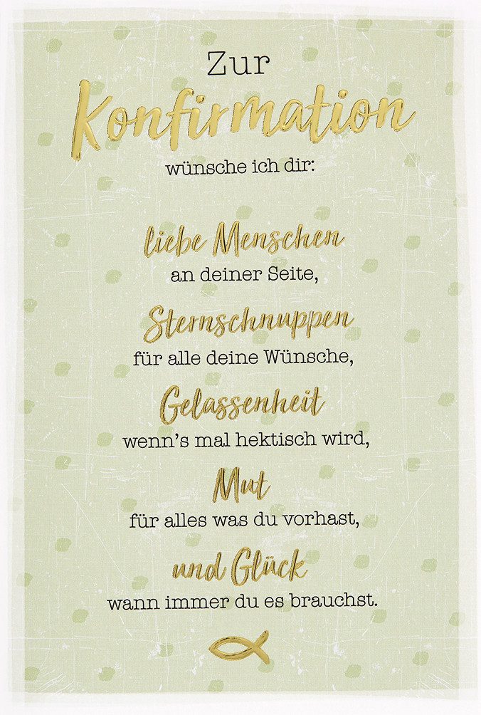 BSB Grußkarten Konfirmation Glückwunschkarte im Format 11,5 x 17 cm mit