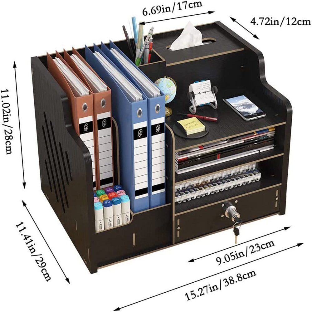 zggzerg Regal-Schreibtisch Große Schreibtisch Organizer aus Holz mit Schubl günstig online kaufen