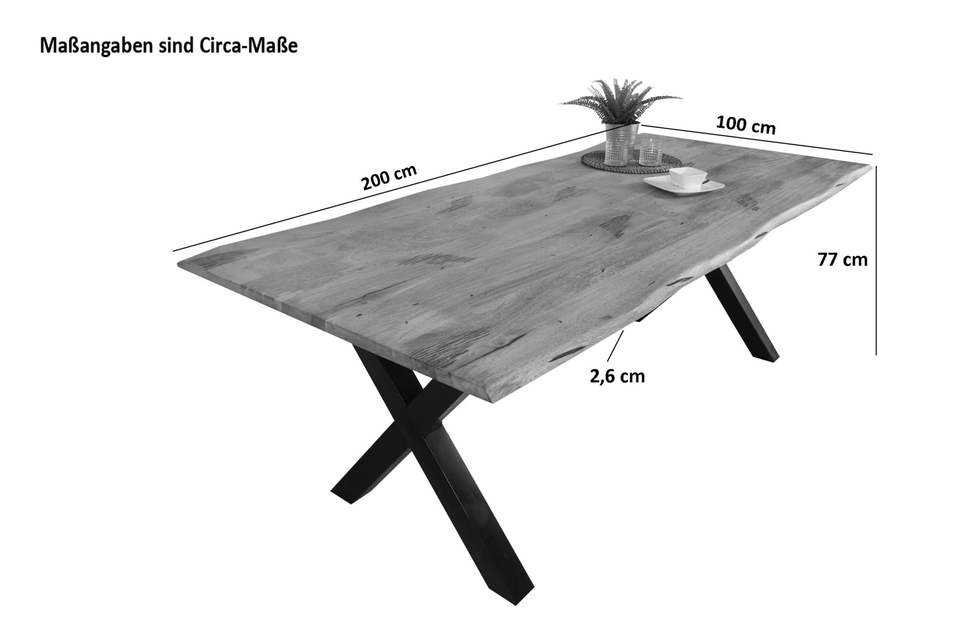 SAM® Baumkantentisch Panther, Mangoholz, Baumkante, verschiedene Metallgest günstig online kaufen