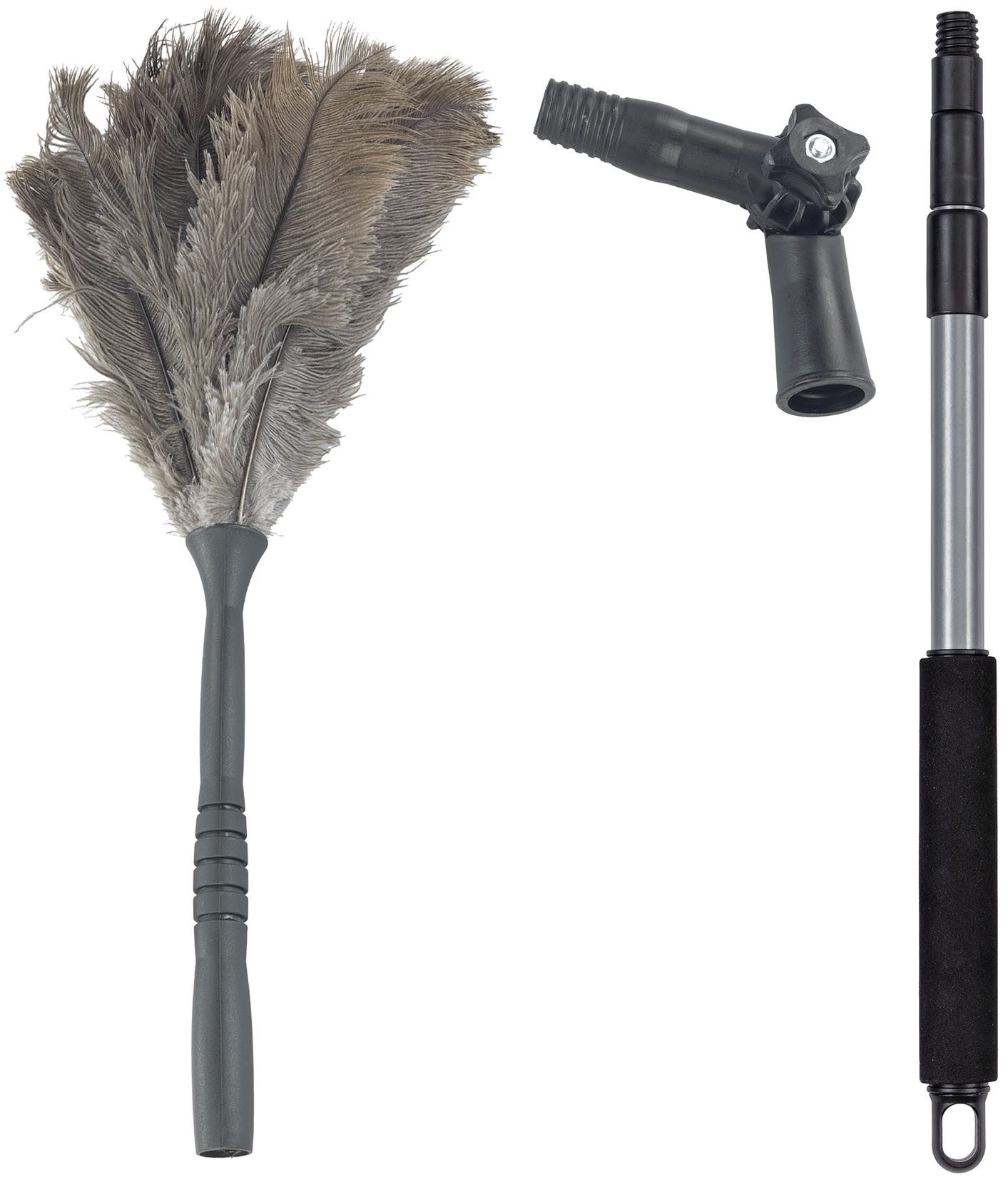 Maximex Staubwedel Straußenfeder mit Knickgelenk und Teleskopstiel, Staubbesen, knickbar, für empfindliche Oberflächen