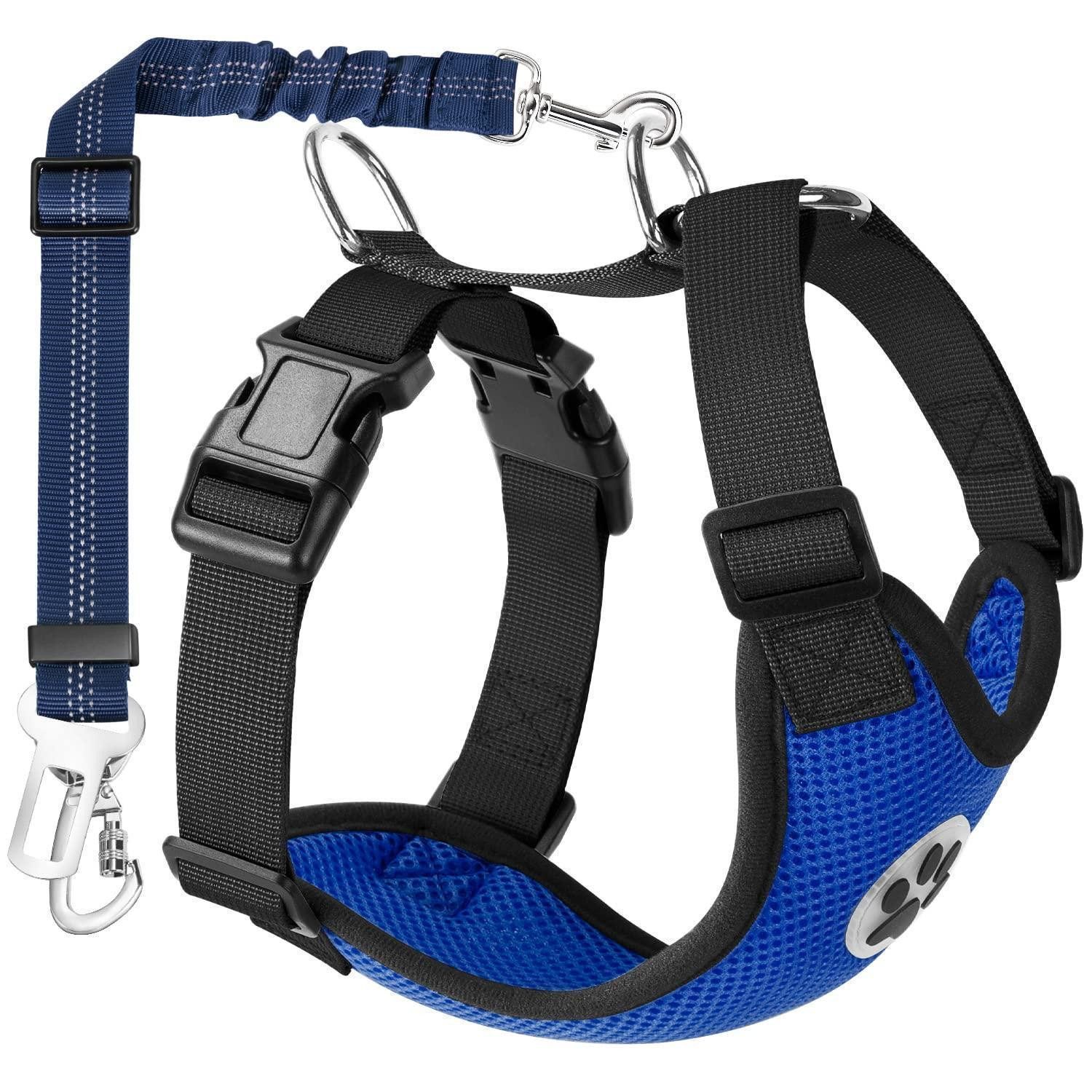 LuxusKollektion Autohundegeschirr Hundegeschirr Auto Mesh Blau L, Textil