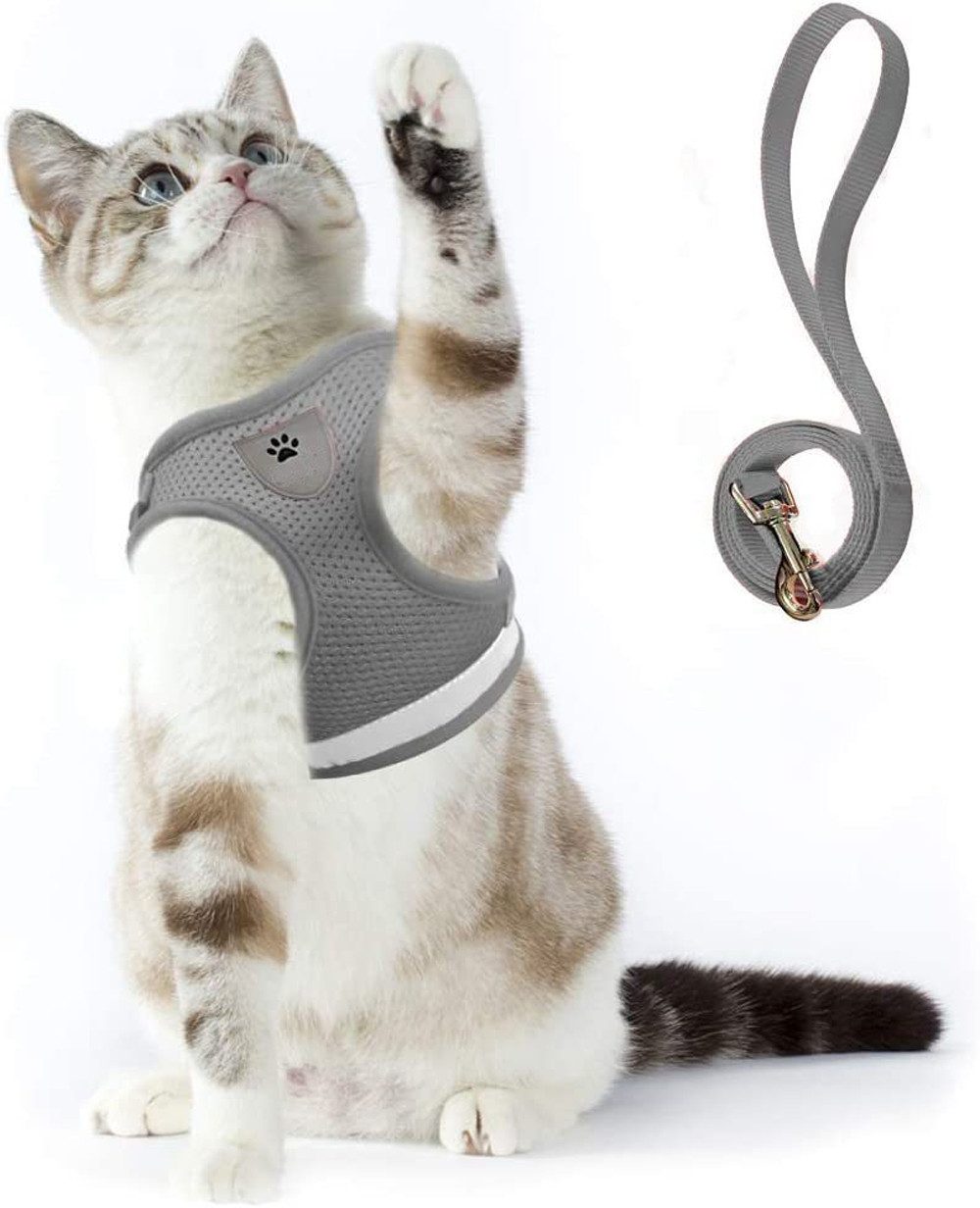 Ledander Hunde-Geschirr Katzengeschirr mit Leine für Hunde Katzen Weich Mesh No Pull, Hundegeschirr Reflektierende Verstellbare Atmungsaktive