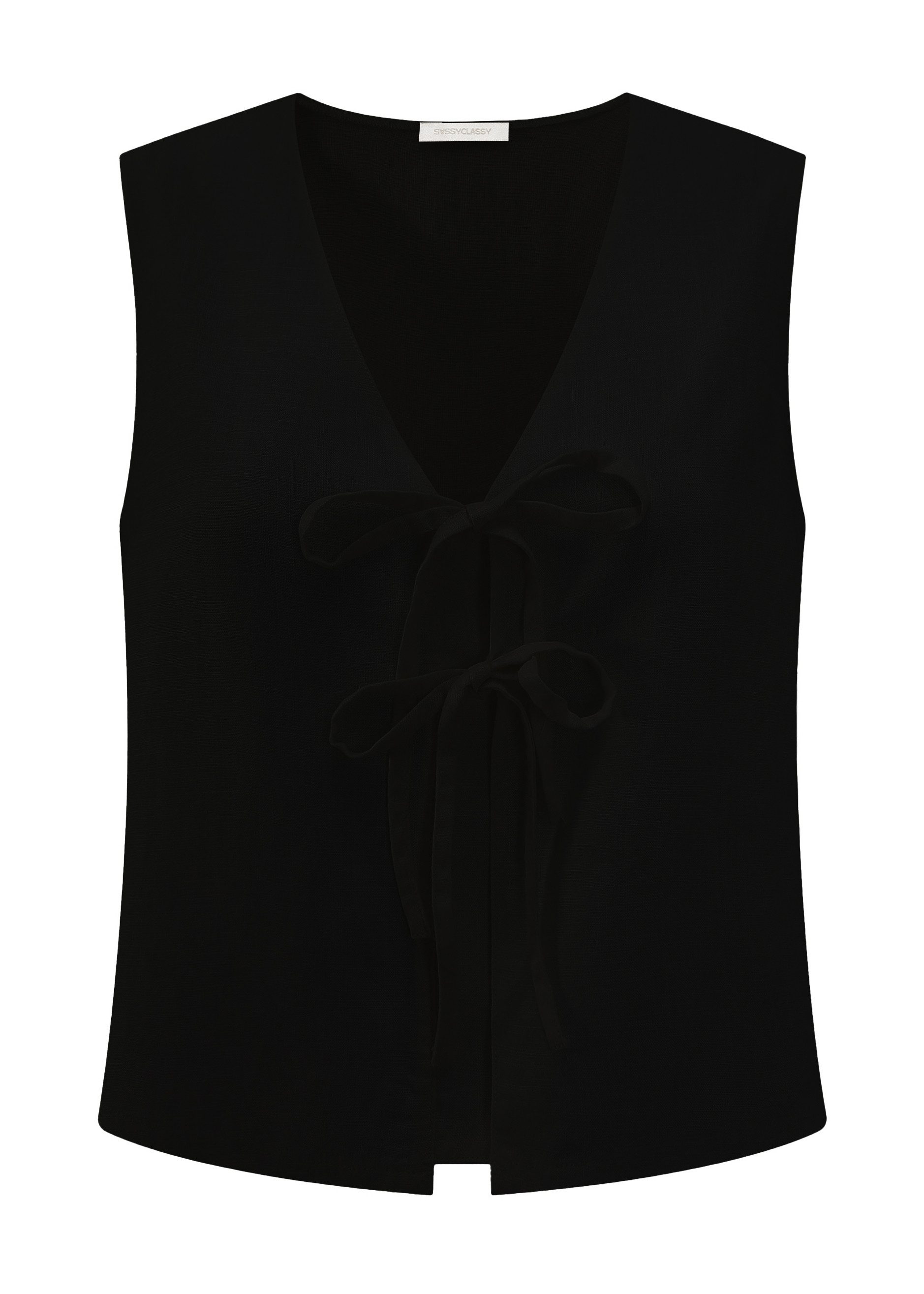 SASSYCLASSY T-Shirt Leinen Top Damen mit Schleifenverschluss Trägertop aus günstig online kaufen