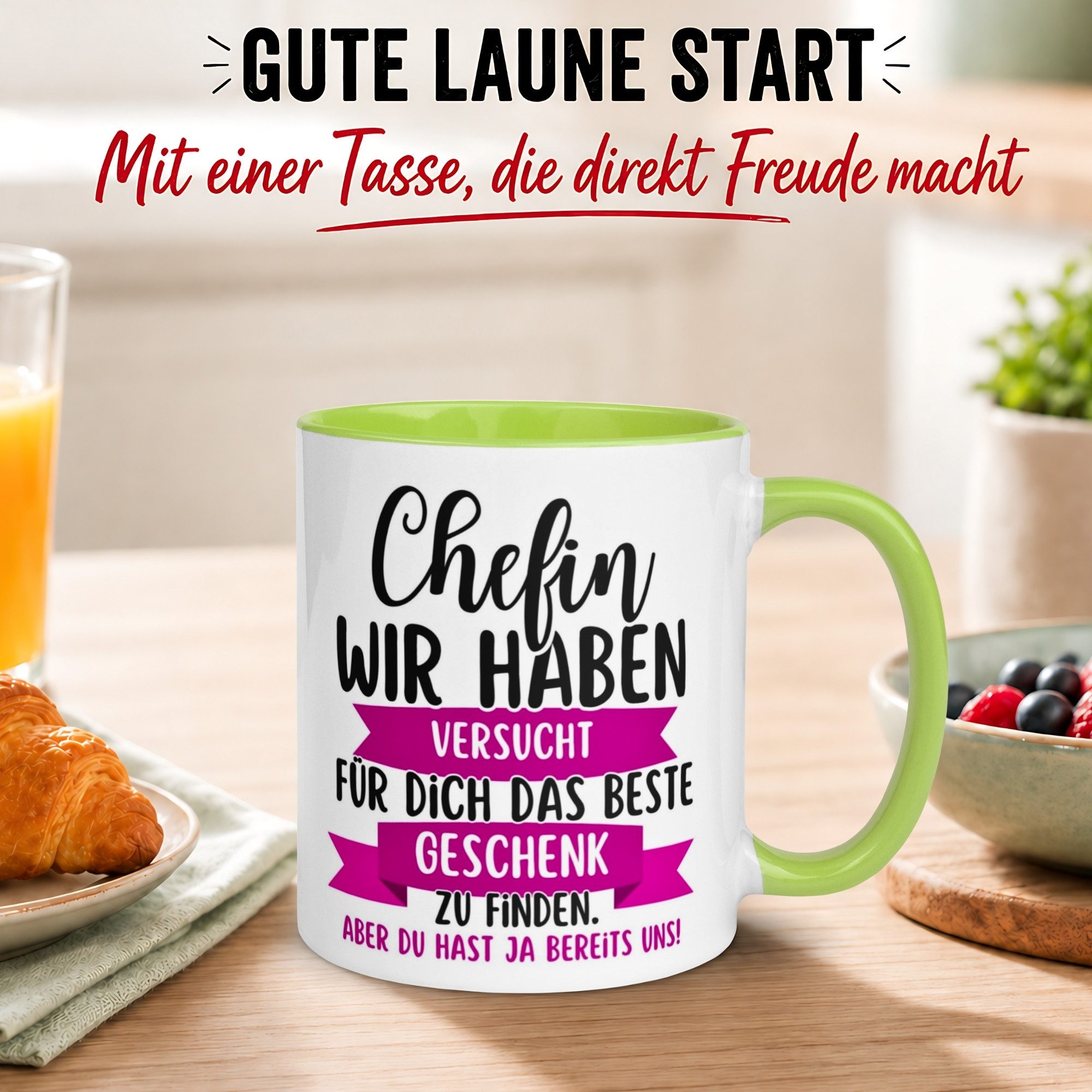 Momentals Tasse Chefin – „Wir haben es wirklich versucht“ – Geschenk Becher Chefin, Gratis Versand · Links-&Rechtshänder · Spülmaschinenfest