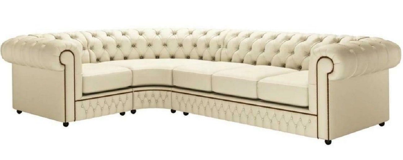 JVmoebel Ecksofa, Ecksofa Sofa Couch Polster Chesterfield Design Luxus Möbel mit Sessel Beige