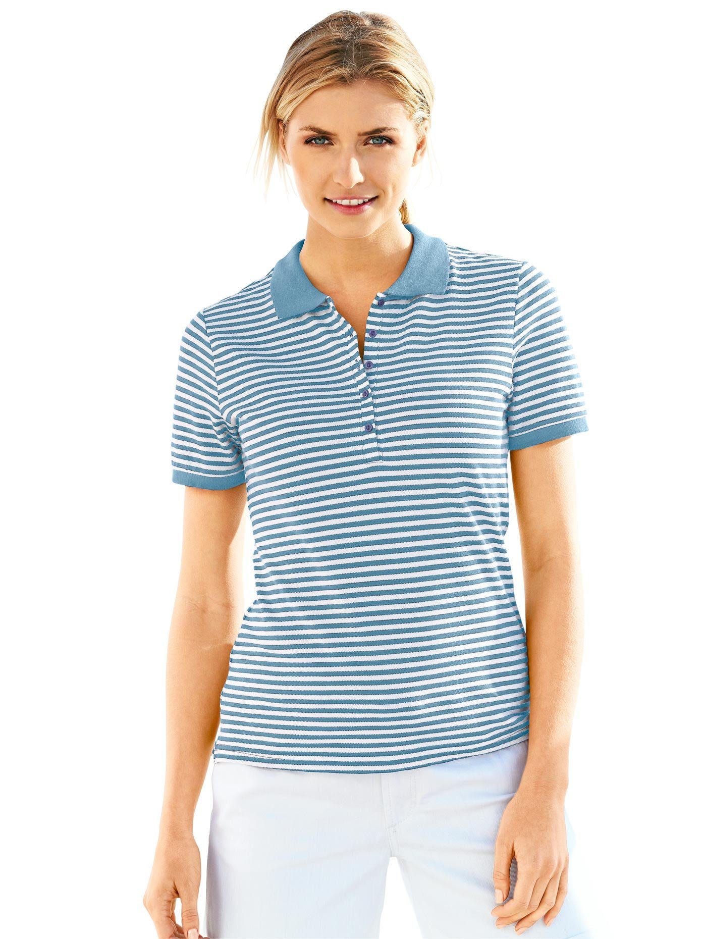 полосатое поло женское