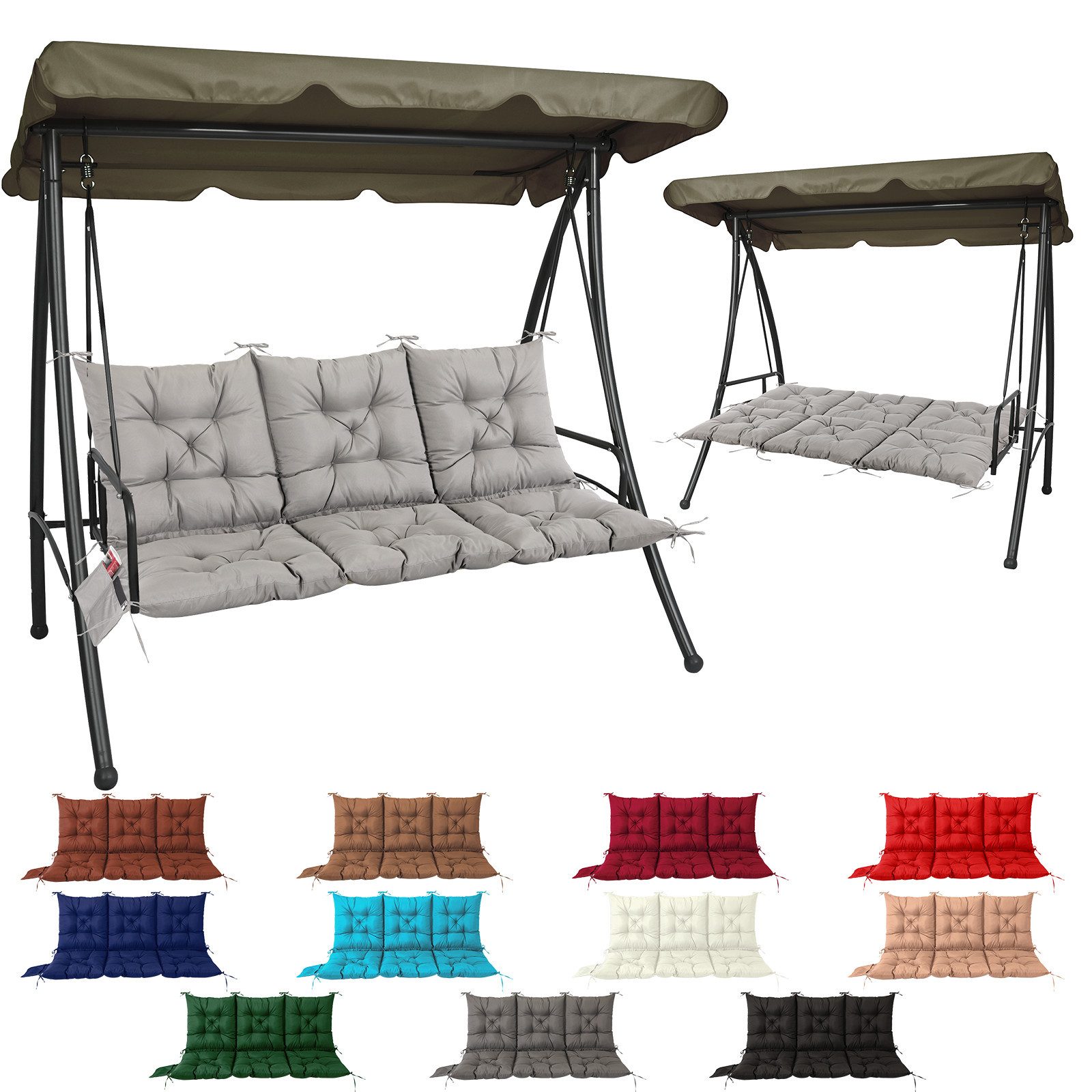 NACATIN Auflagekissen für Hollywoodschaukel, 150x100x10 cm, wasserdicht und rutschfest, (1 St), Robustes Polyester-Kissen mit dicker Polsterung
