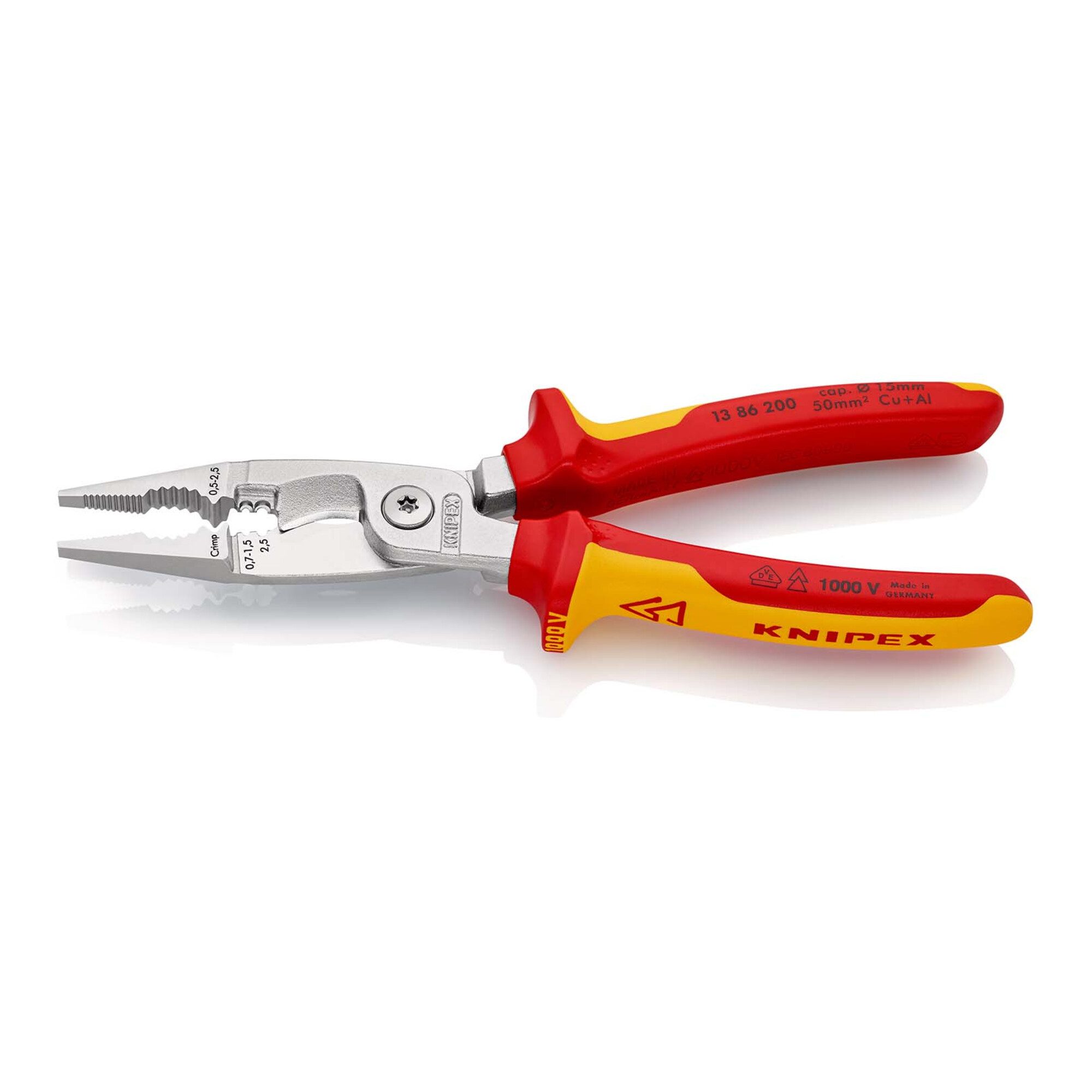 Knipex Elektro-Installationszange KNIPEX 13 86 200 Elektro-Installationszange isoliert mit Mehrkomponent