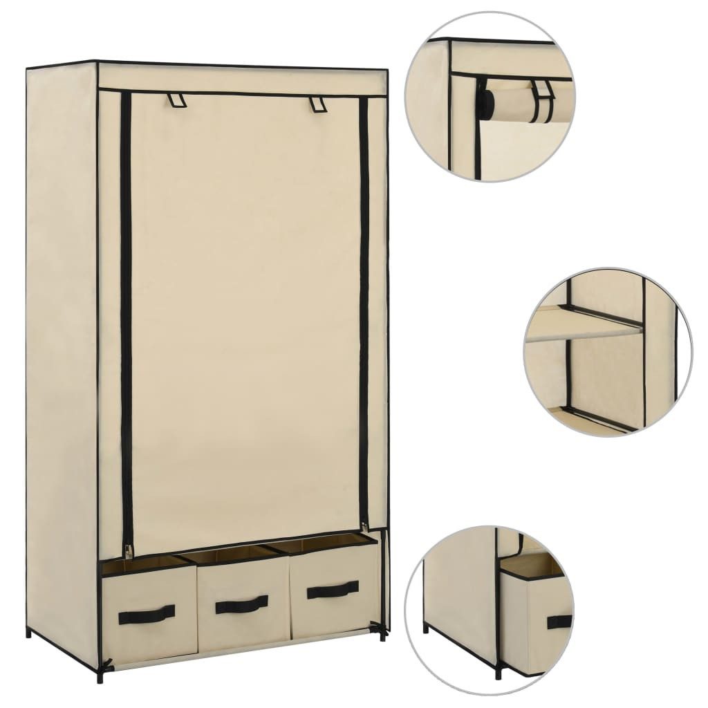 vidaXL Stoffschrank Kleiderschrank Creme 87 x günstig online kaufen