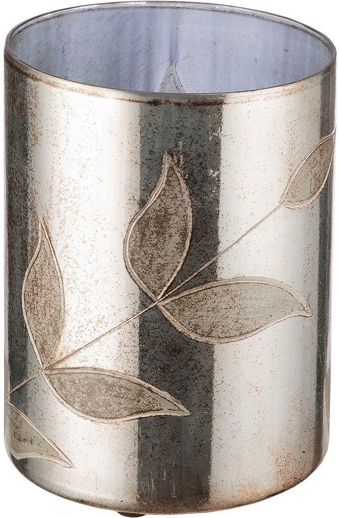 Höhe Dekovase aus (1 cm mit GILDE Bosque, 33 Vase Glas, Tischvase ca. St), Blattmotiv,