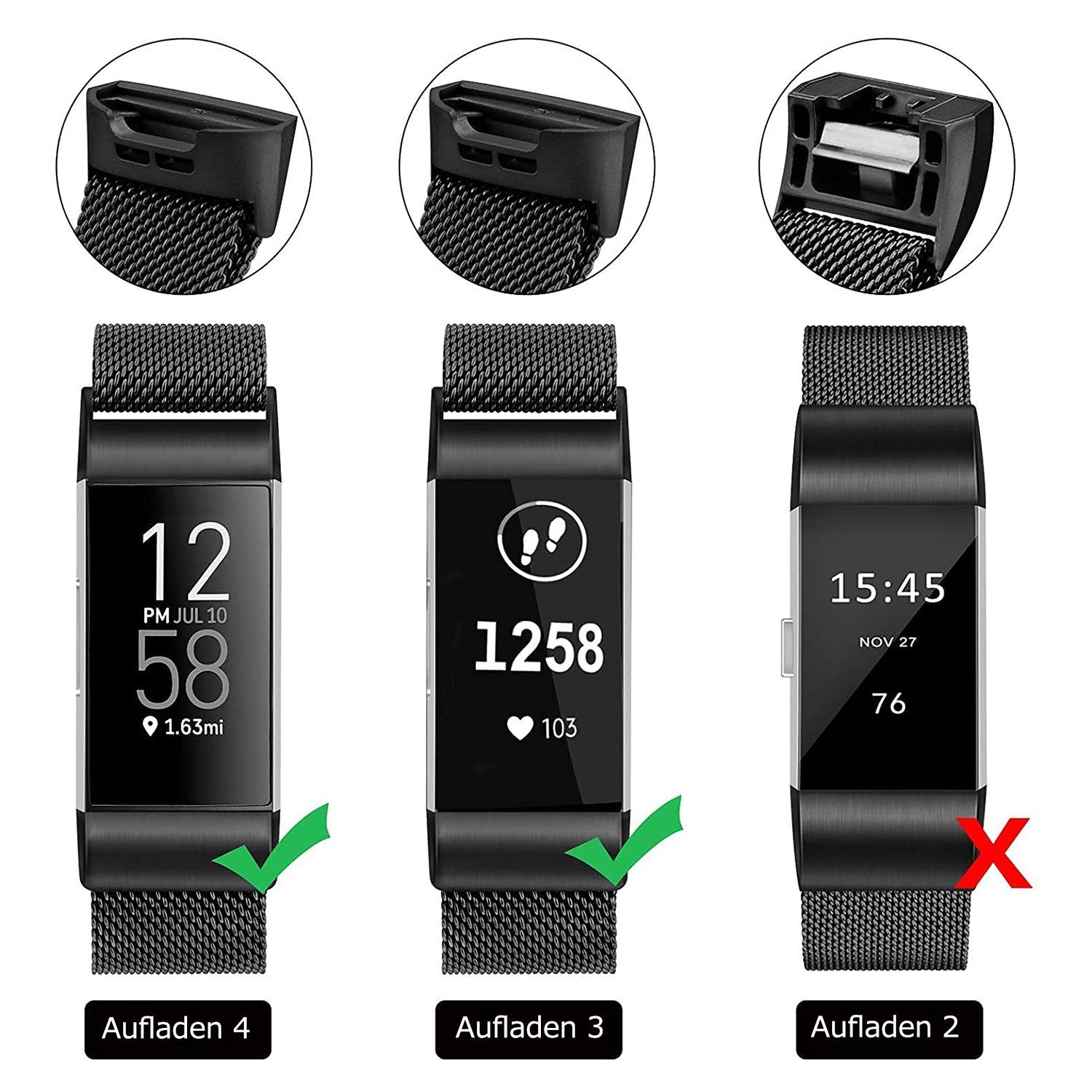 zggzerg Uhrenarmband Fitbit Charge 3 Charge Fitbit Fitbit Armband Schwarz Armband 4
