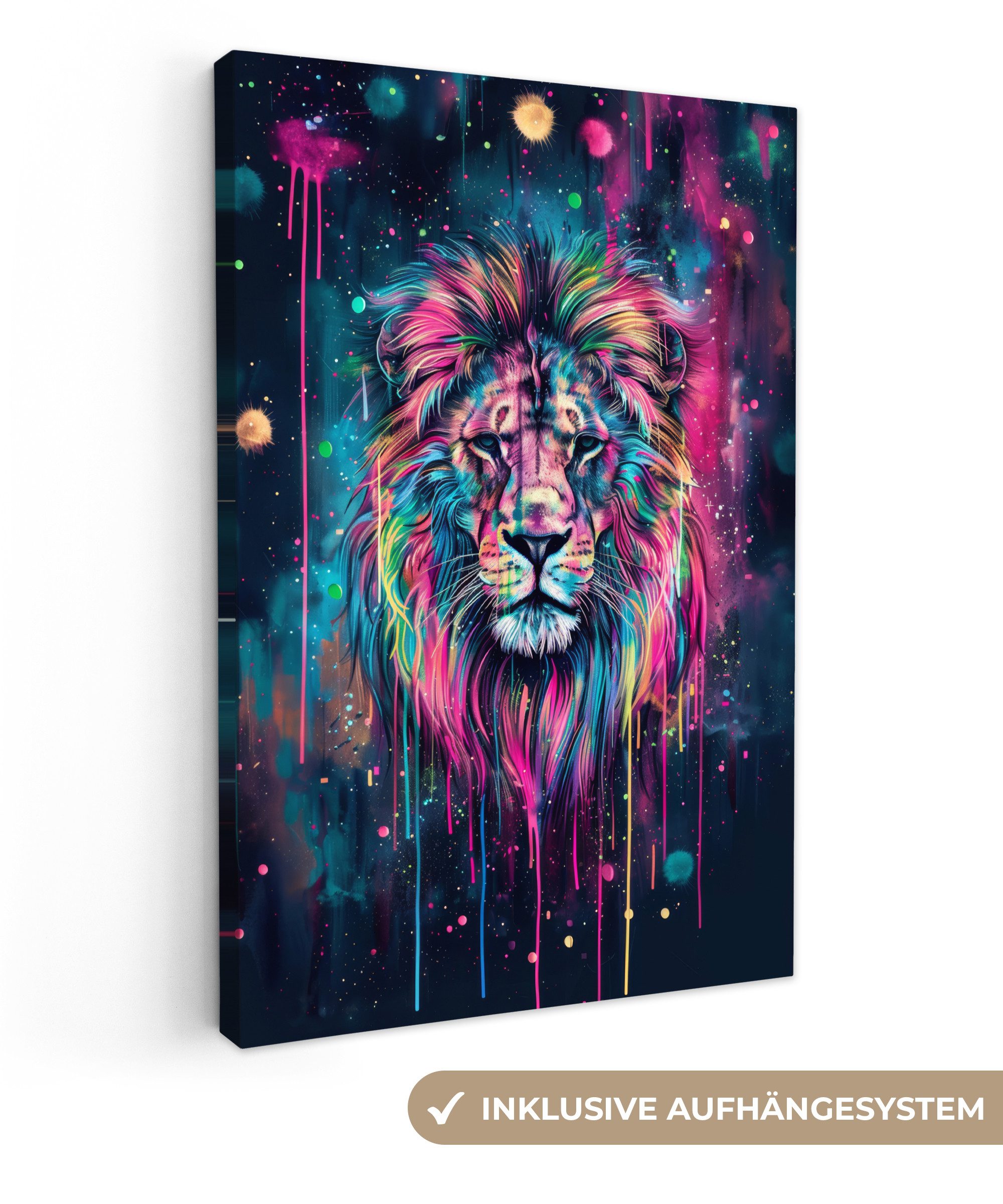 OneMillionCanvasses® Leinwandbild Löwe - Farbe - günstig online kaufen