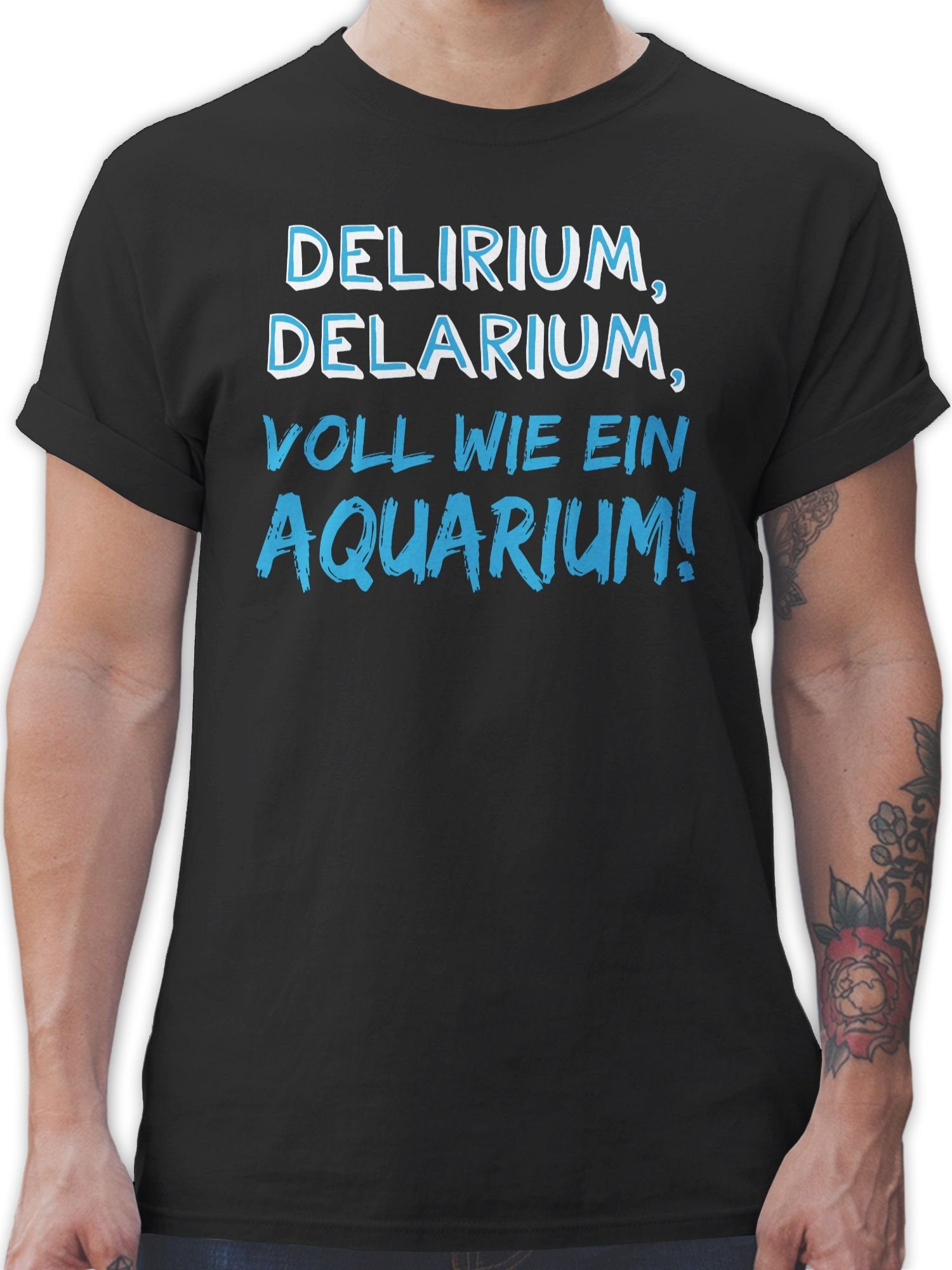 Shirtracer T-Shirt Delirium, Delarium, Voll wie ein Aquarium! Sprüche Statement mit Spruch 1 Schwarz