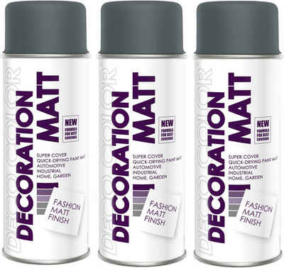 DECO COLOR Sprühlack 3er Sparpack Lackspray MATT nach RAL 400ml Farbe frei wählbar