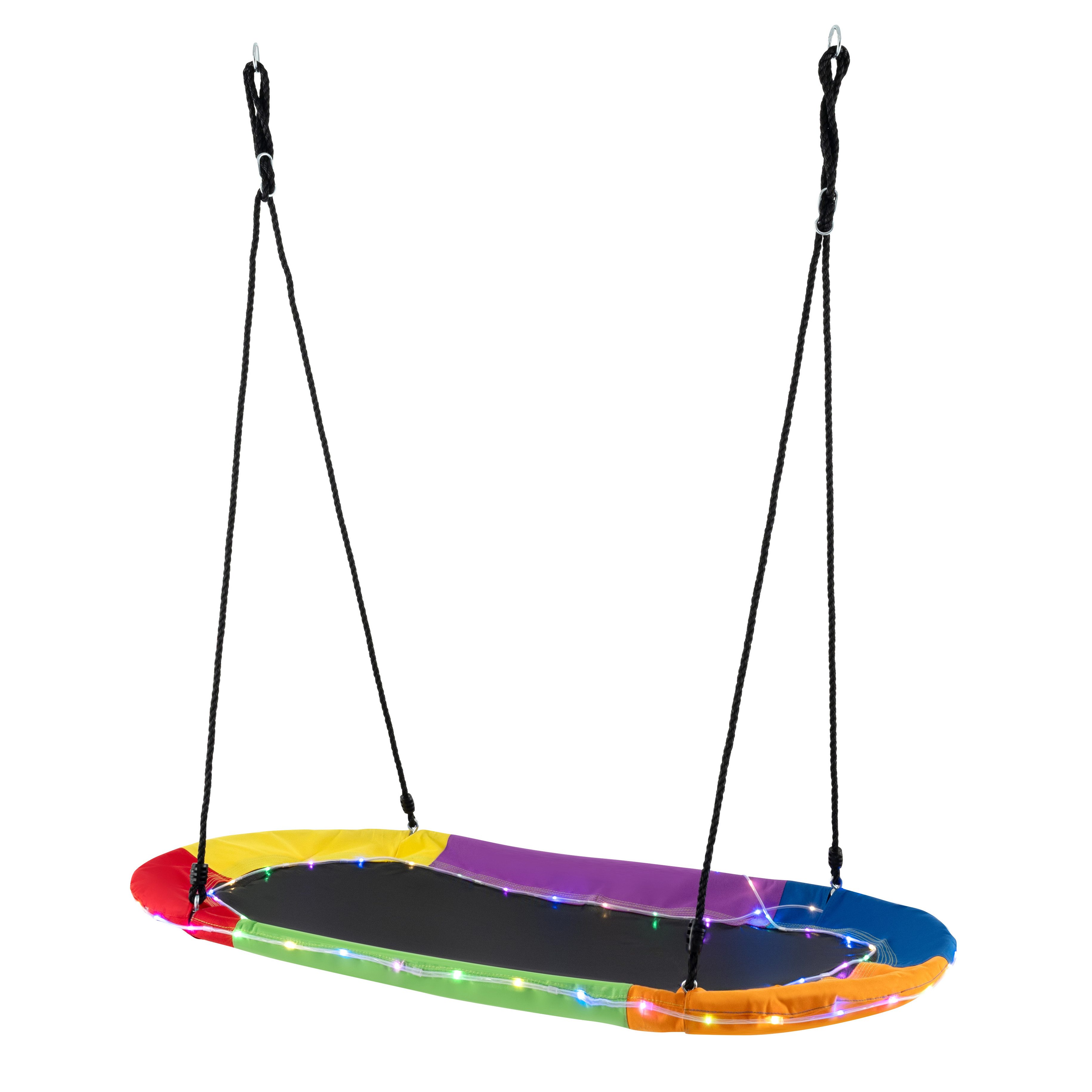 COSTWAY Nestschaukel, (1-tlg), Kinderschaukel mit Lichtern, Hängeschaukel oval