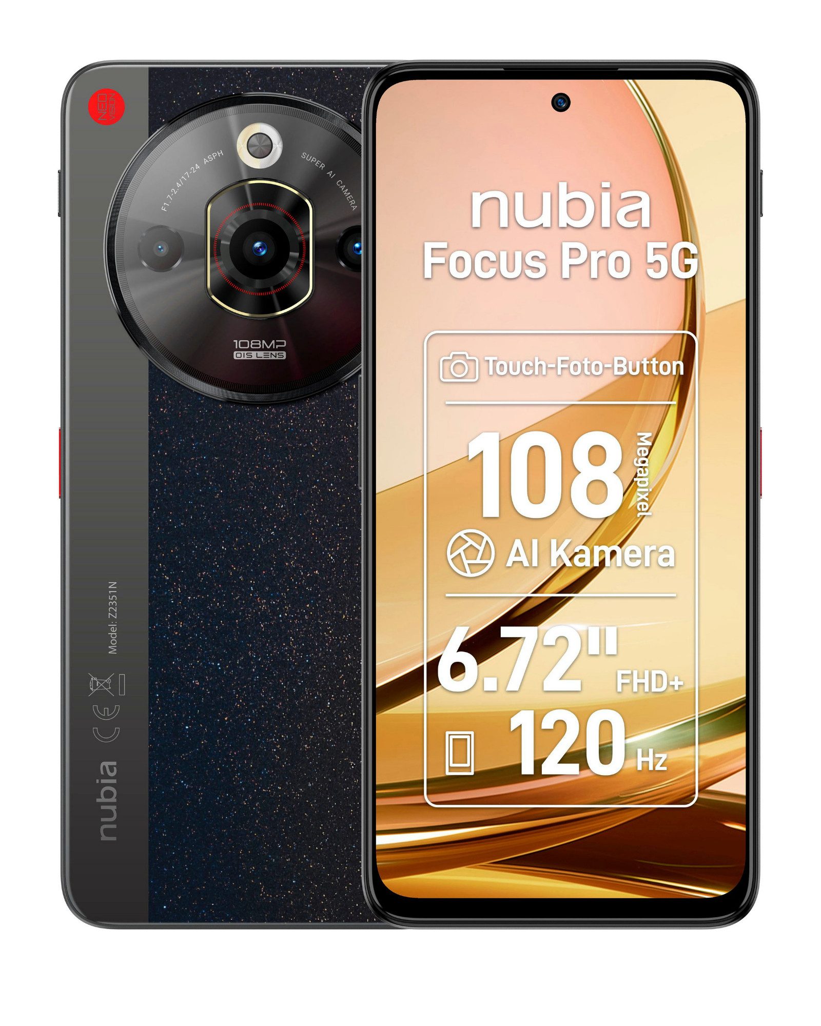 Nubia Focus Pro 5G Smartphone (17,06 cm/6,72 Zoll, 256 GB Speicherplatz, 108 MP Kamera)