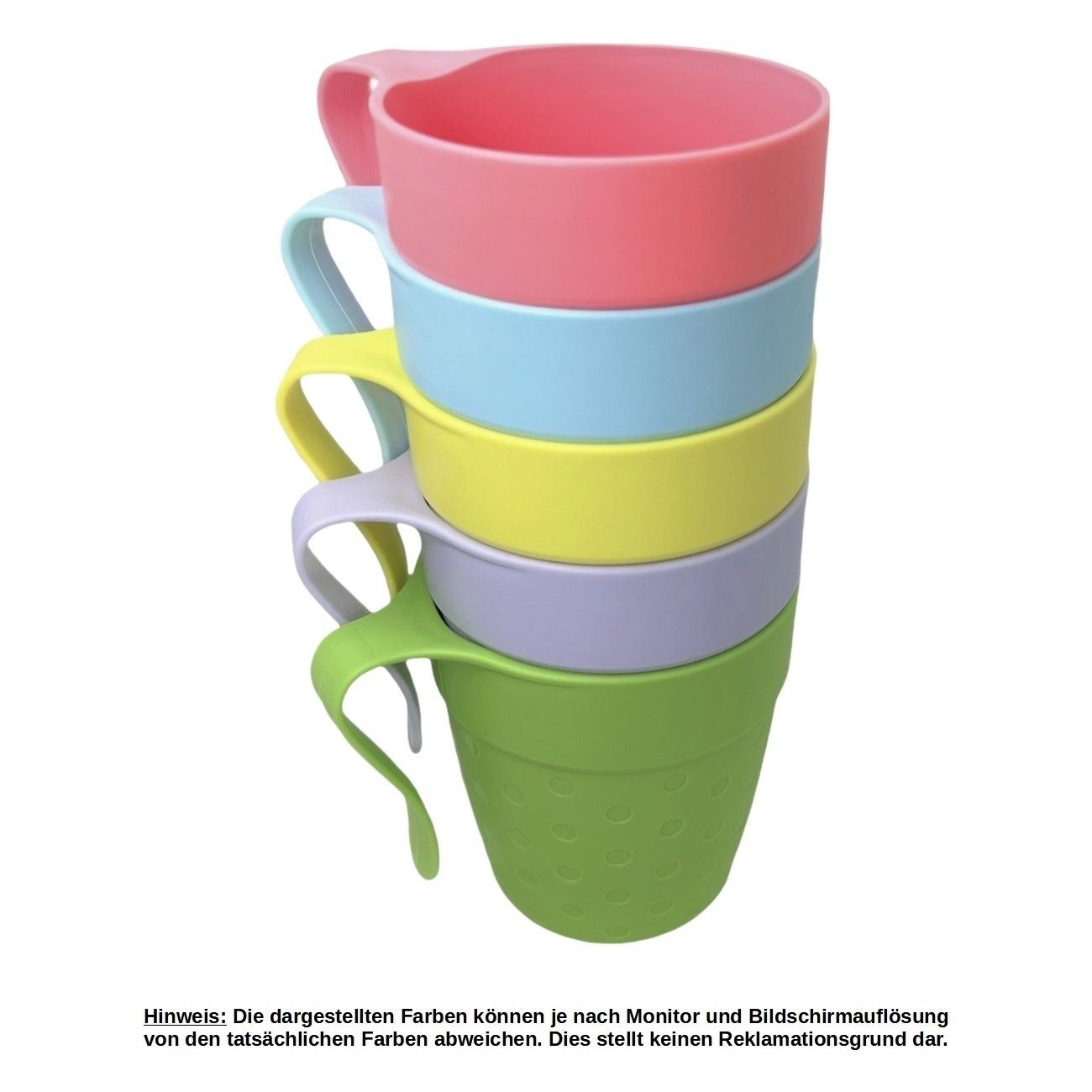 Engelland Kinderbecher Plastikbecher mit Henkel, 5-tlg., Kunststoff, BPA-frei, mit Henkel, bunte Mischung, 0,33 Liter