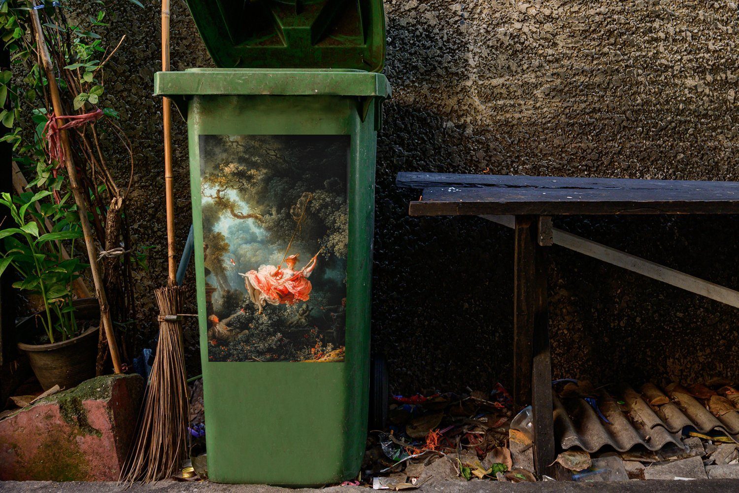 (1 Jean-Honoré St), Abfalbehälter Mülleimer-aufkleber, Sticker, Mülltonne, Die Wandsticker Container, Fragonard Schaukel MuchoWow -