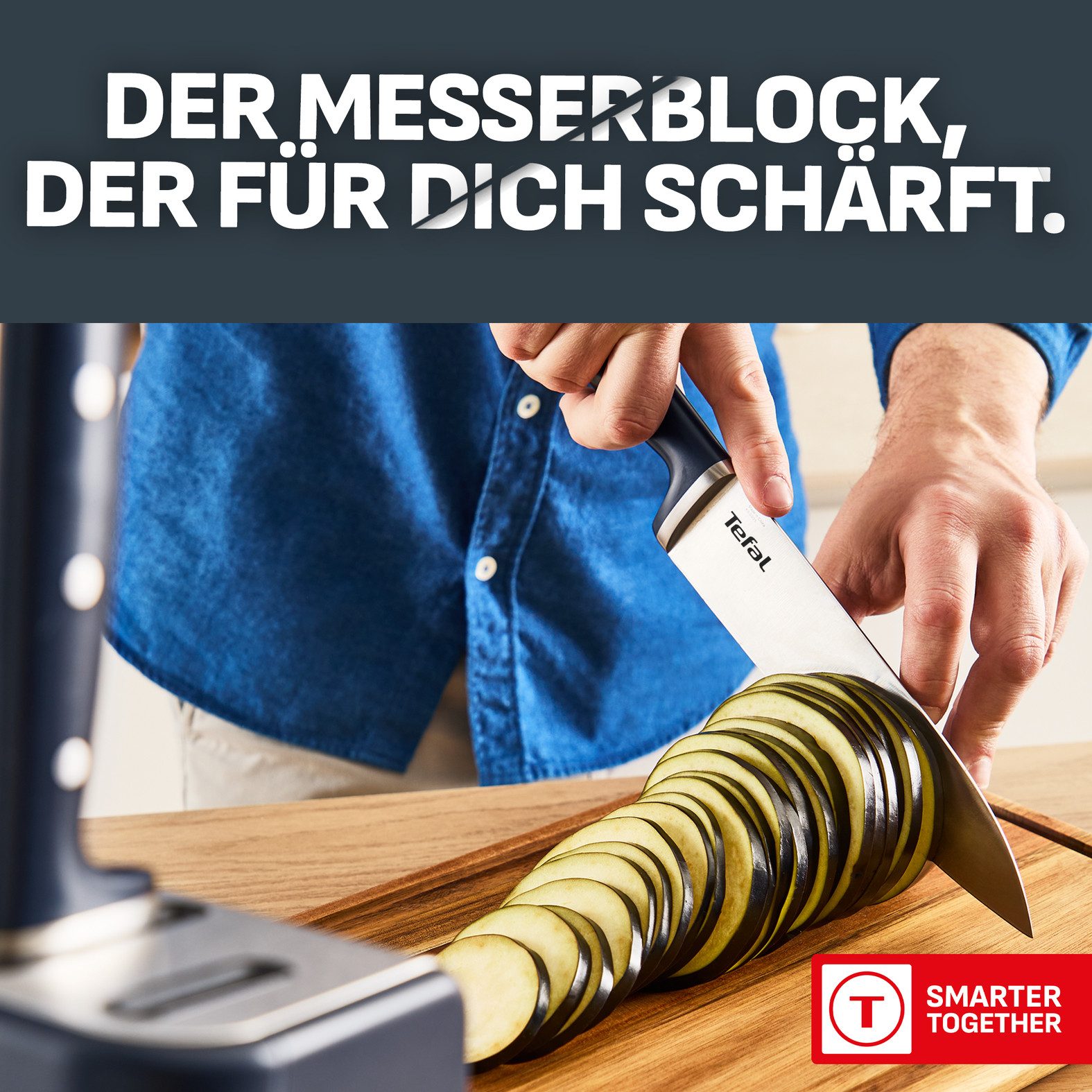 Tefal Messer-Set EverSharp Pro (Set, 6-tlg), selbstschärfender Messerblock, Klinge aus deutschem Edelstahl