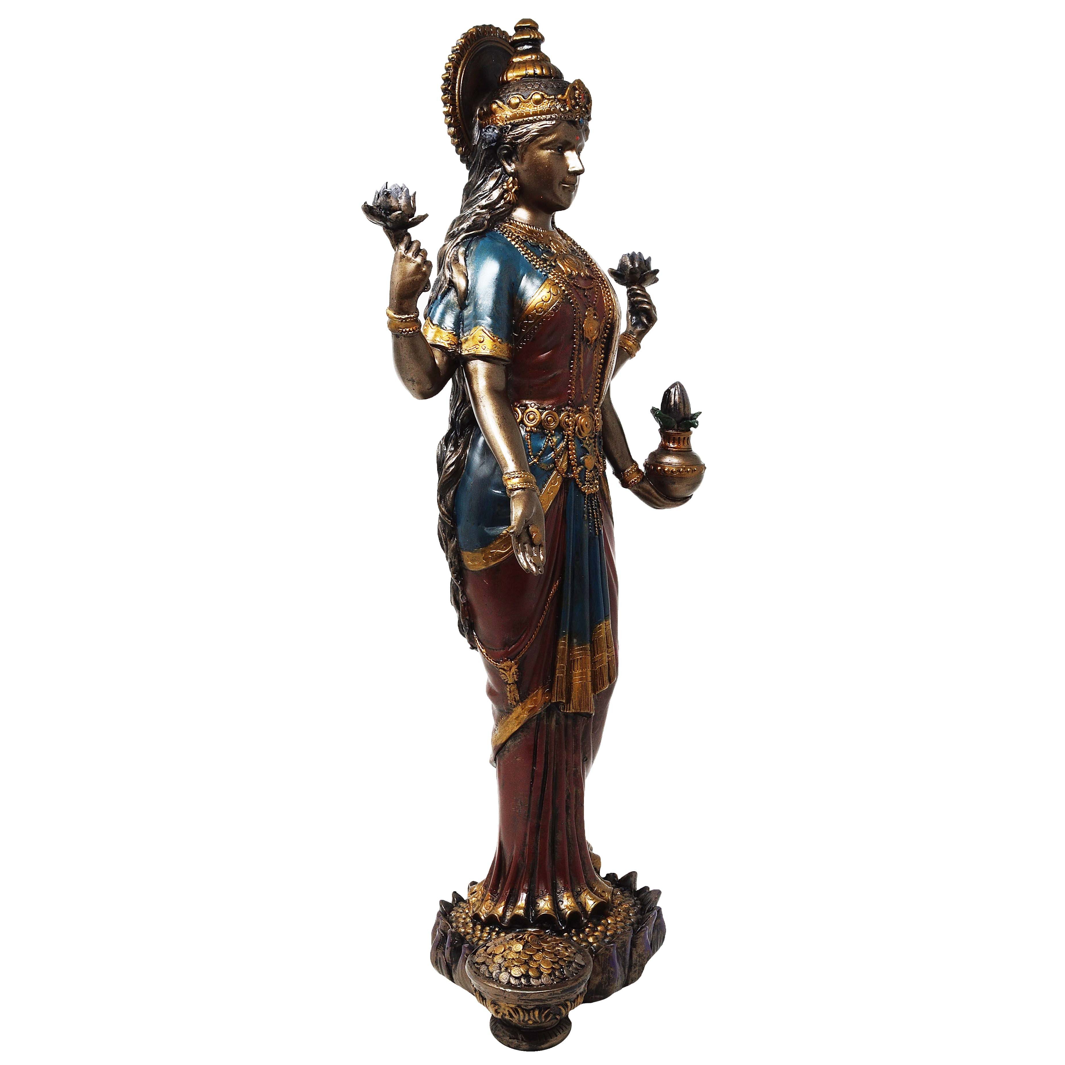 MystiCalls Dekofigur Große Buddha Lakshmi bronzefarben - Deko, Figur, Perfekt zu jedem Anlass - Geburtstag, Weihnachten!