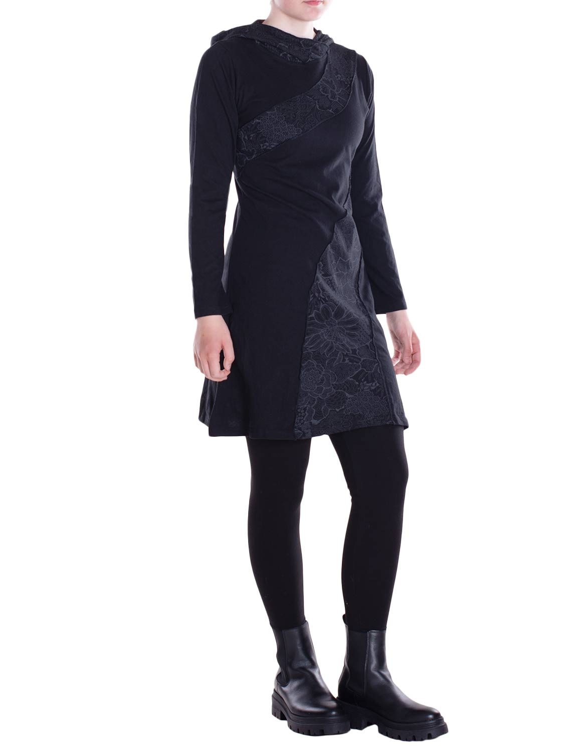 Vishes Tunikakleid Damen Spitzen-Kleid Blumen-kleid Lang-arm günstig online kaufen