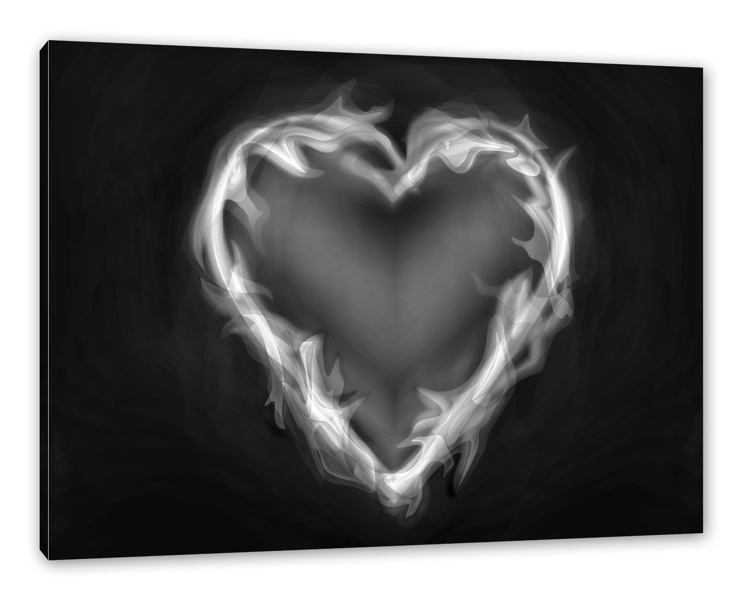 Pixxprint Leinwandbild St), Feuer aus aus Leinwandbild bespannt, Feuer, Herz Herz Zackenaufhänger (1 fertig inkl.