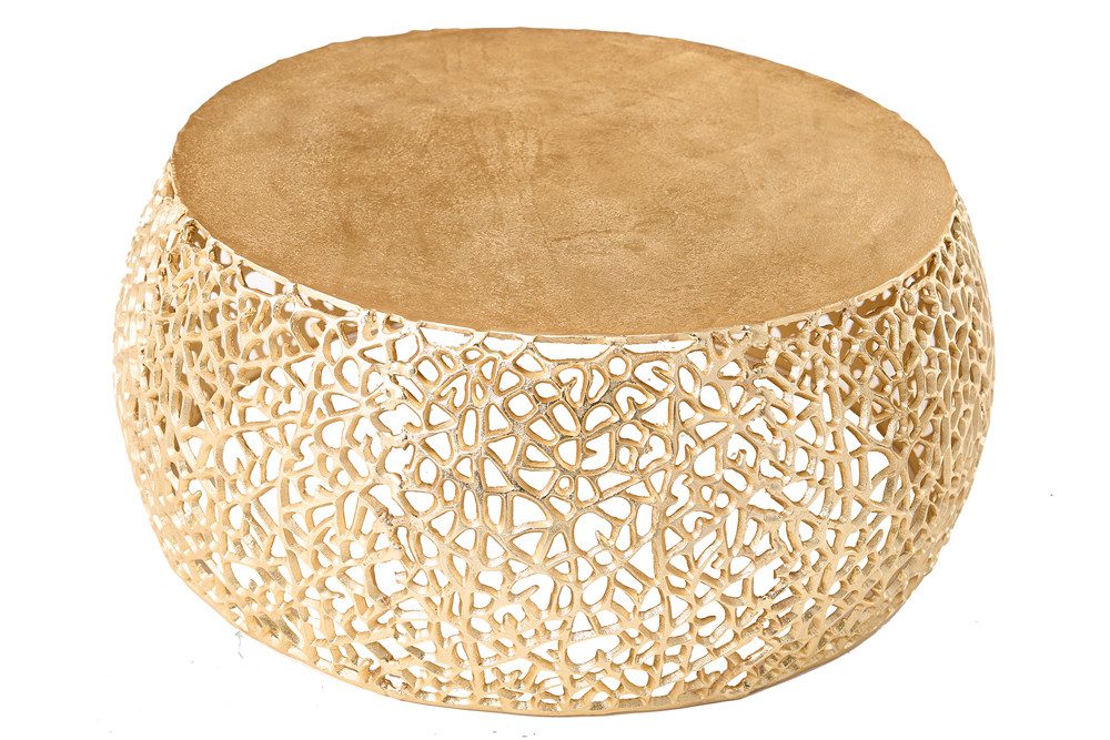 riess-ambiente Couchtisch ABSTRACT LEAF Ø75cm gold (Einzelartikel, 1-St), Wohnzimmer · Metall · rund · handmade · Modern Design