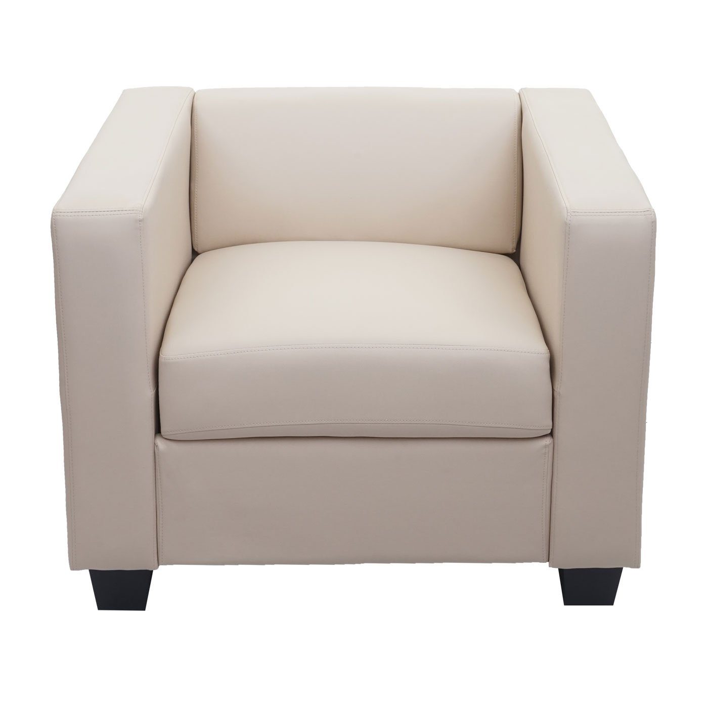 3er und Sitzpolsterung, 2x Lille-3-1-1-L, creme Bequeme einem aus Sofa Wohnlandschaft Sessel, bestehend MCW Kunststofffüße
