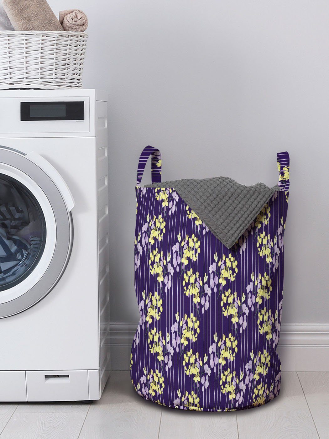Kordelzugverschluss abstrakter Abakuhaus Wäschekorb Wäschesäckchen für Romantischer Griffen Blick Blumen mit Waschsalons,