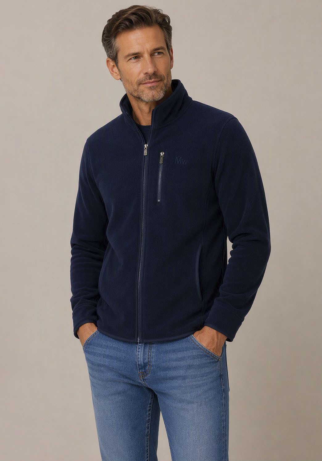 Man's World Fleecejacke Stehkragem mit Teddy Fleece für den Übergang