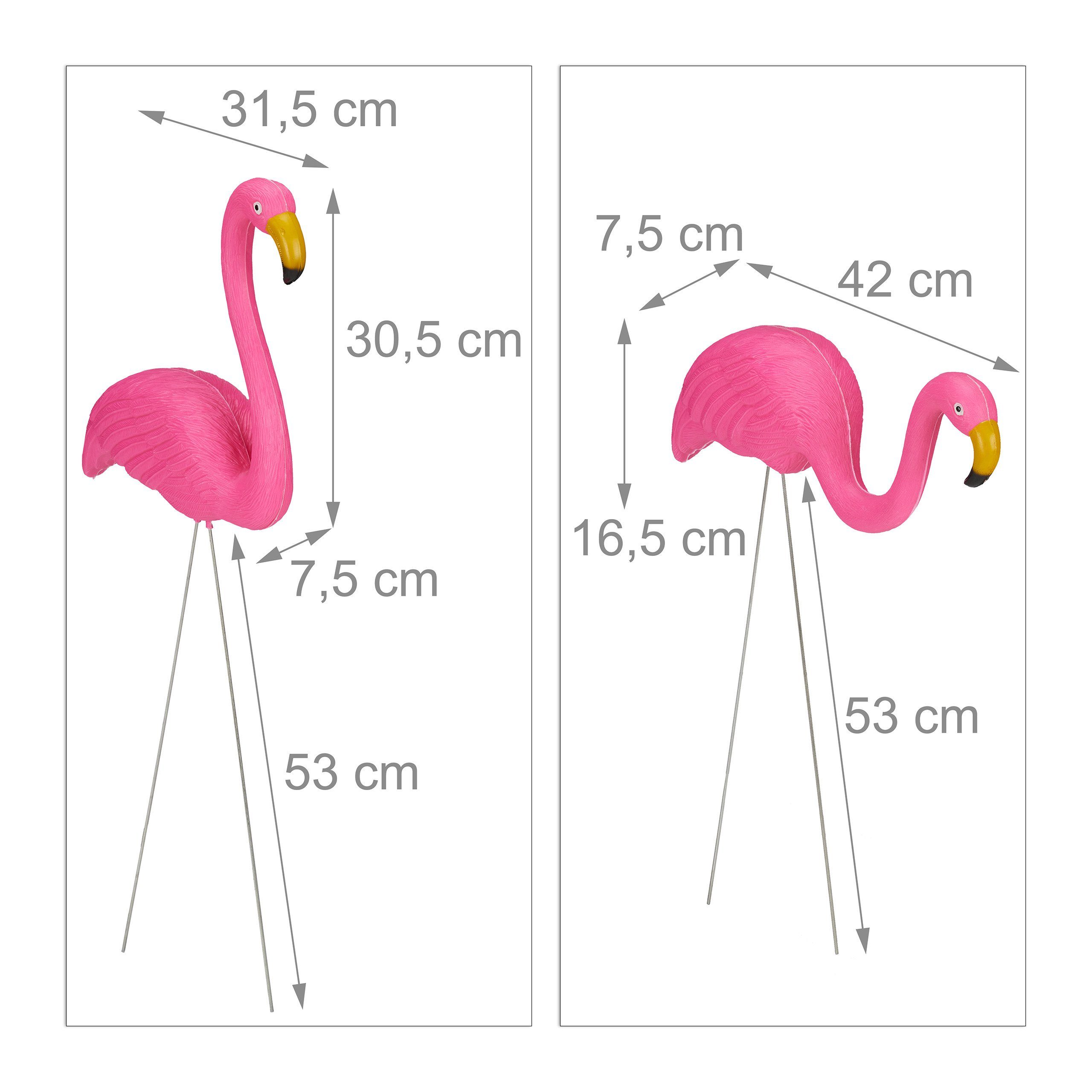 relaxdays Gartenfigur 4 x Figur Flamingo