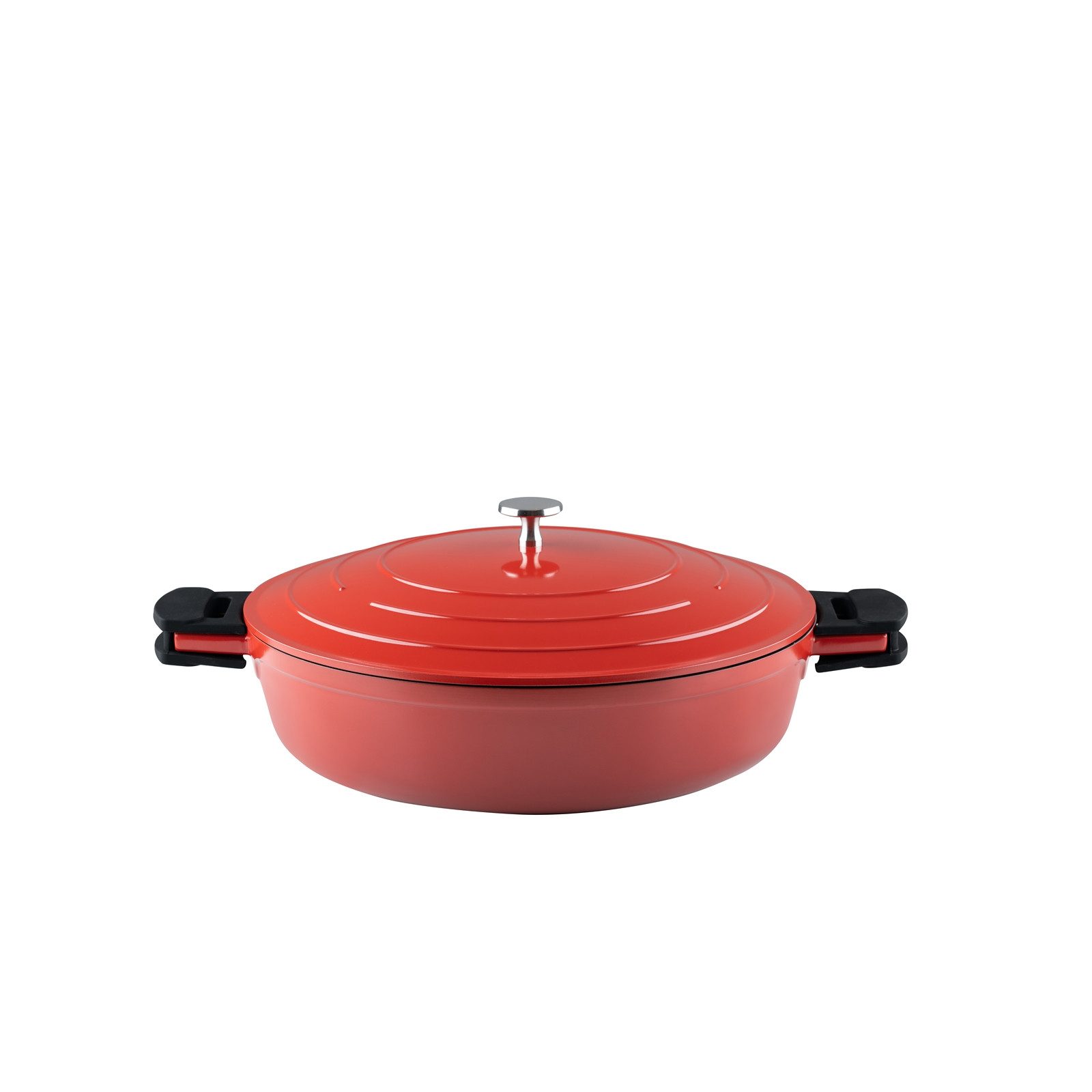 Kelomat Bratpfanne Schmorpfanne mit Deckel Keramika Red, Edelstahl (Stück, 1-tlg., 1 Schmorpfanne mit Deckel), Bratpfanne