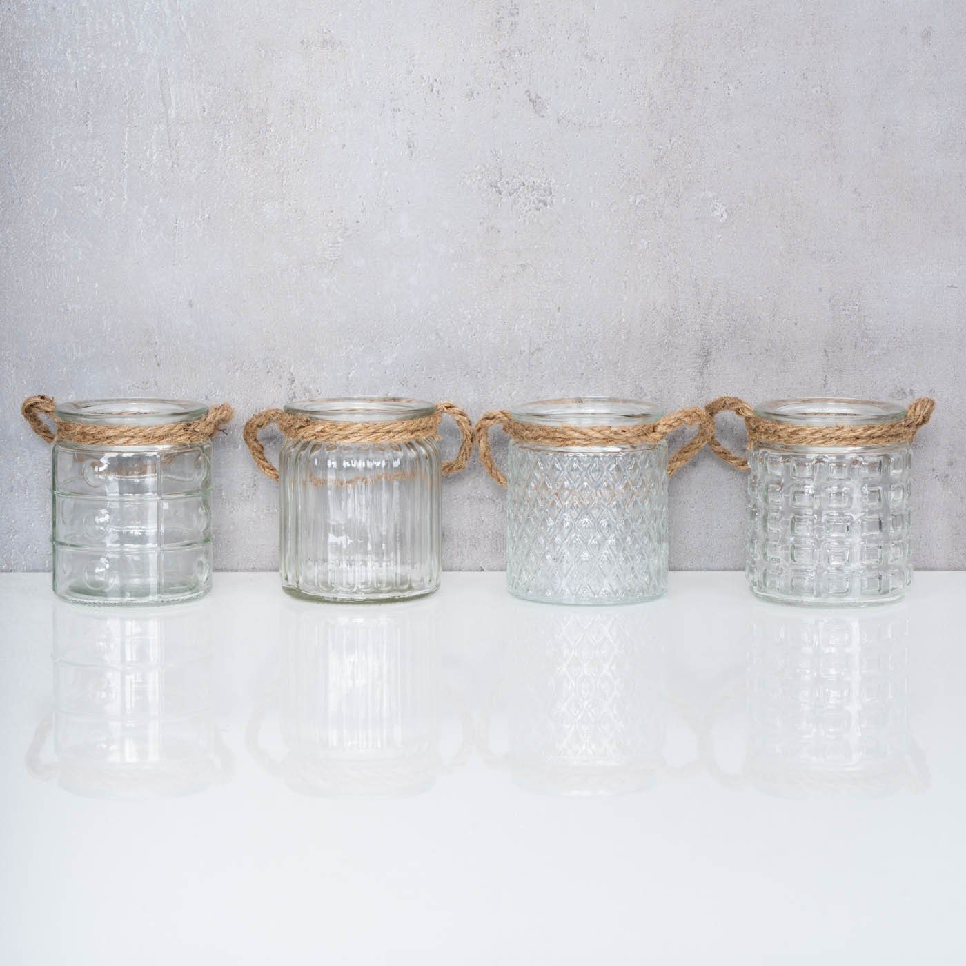 Transparent Set 4er Klar H10cm Windlicht Teelichthalter, Klarglas Levandeo® Glas Teelichthalter